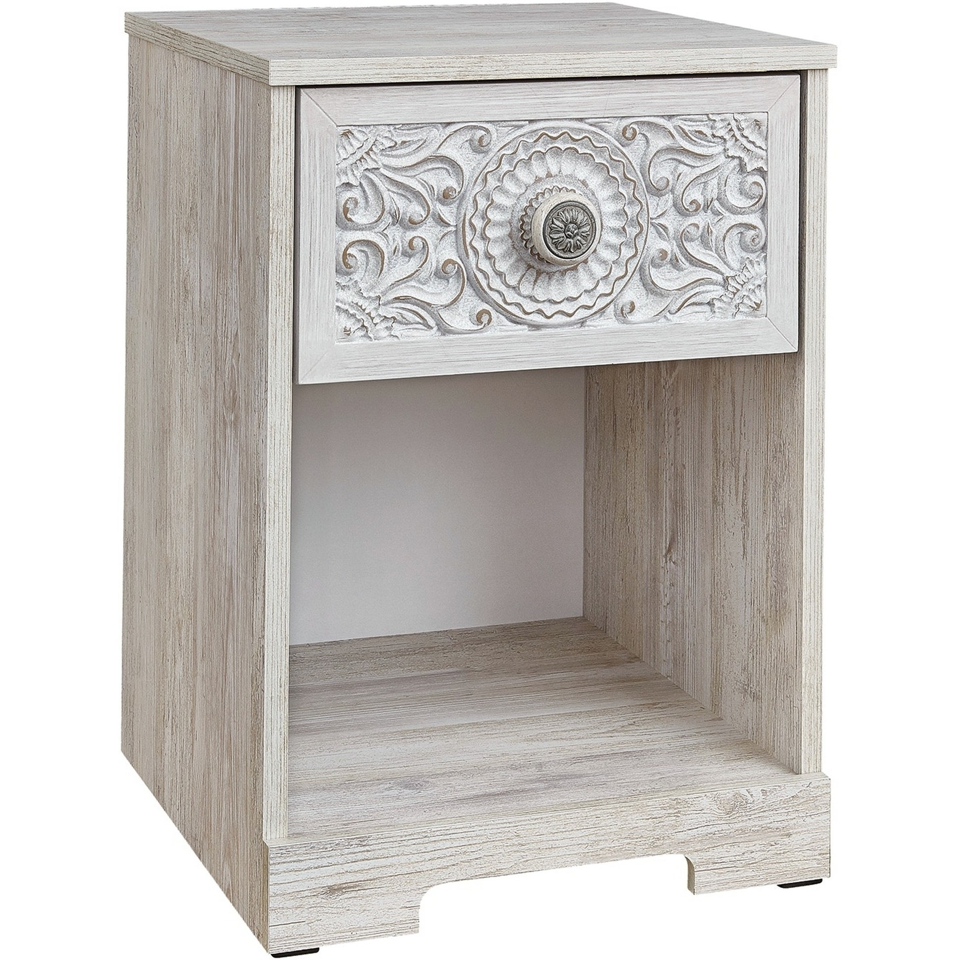 Nate 22 Inch Classic Nightstand, 1 Compartment, 1 Drawer, Antique White