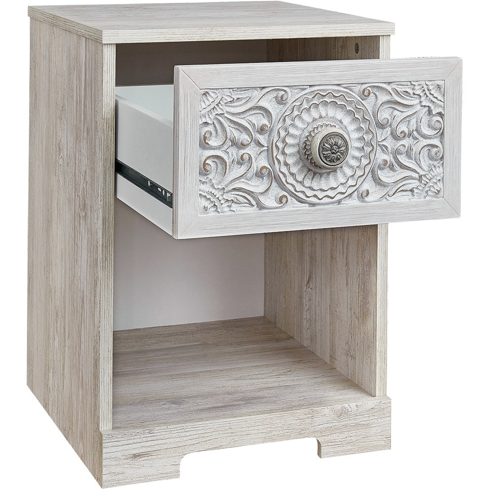 Nate 22 Inch Classic Nightstand, 1 Compartment, 1 Drawer, Antique White