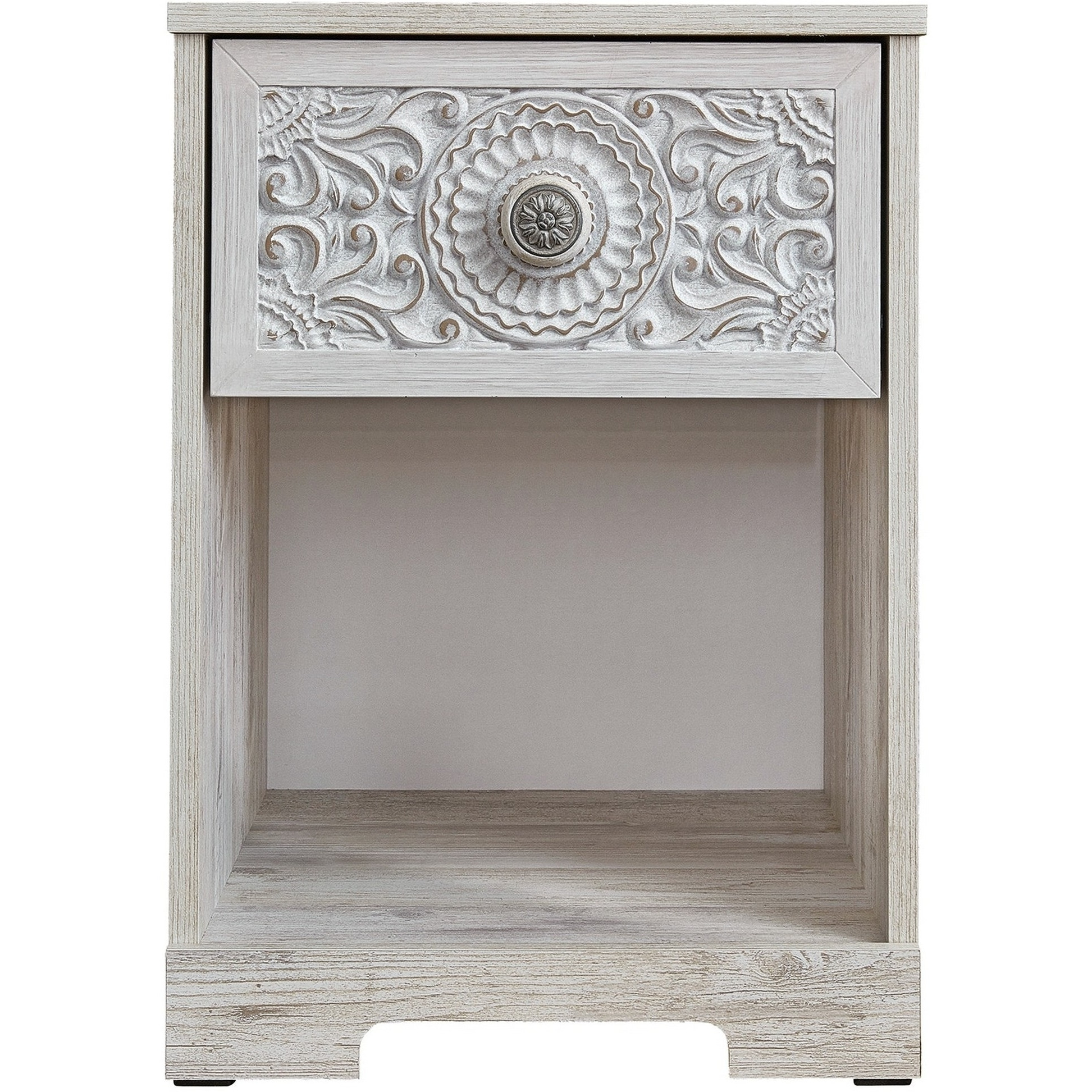 Nate 22 Inch Classic Nightstand, 1 Compartment, 1 Drawer, Antique White