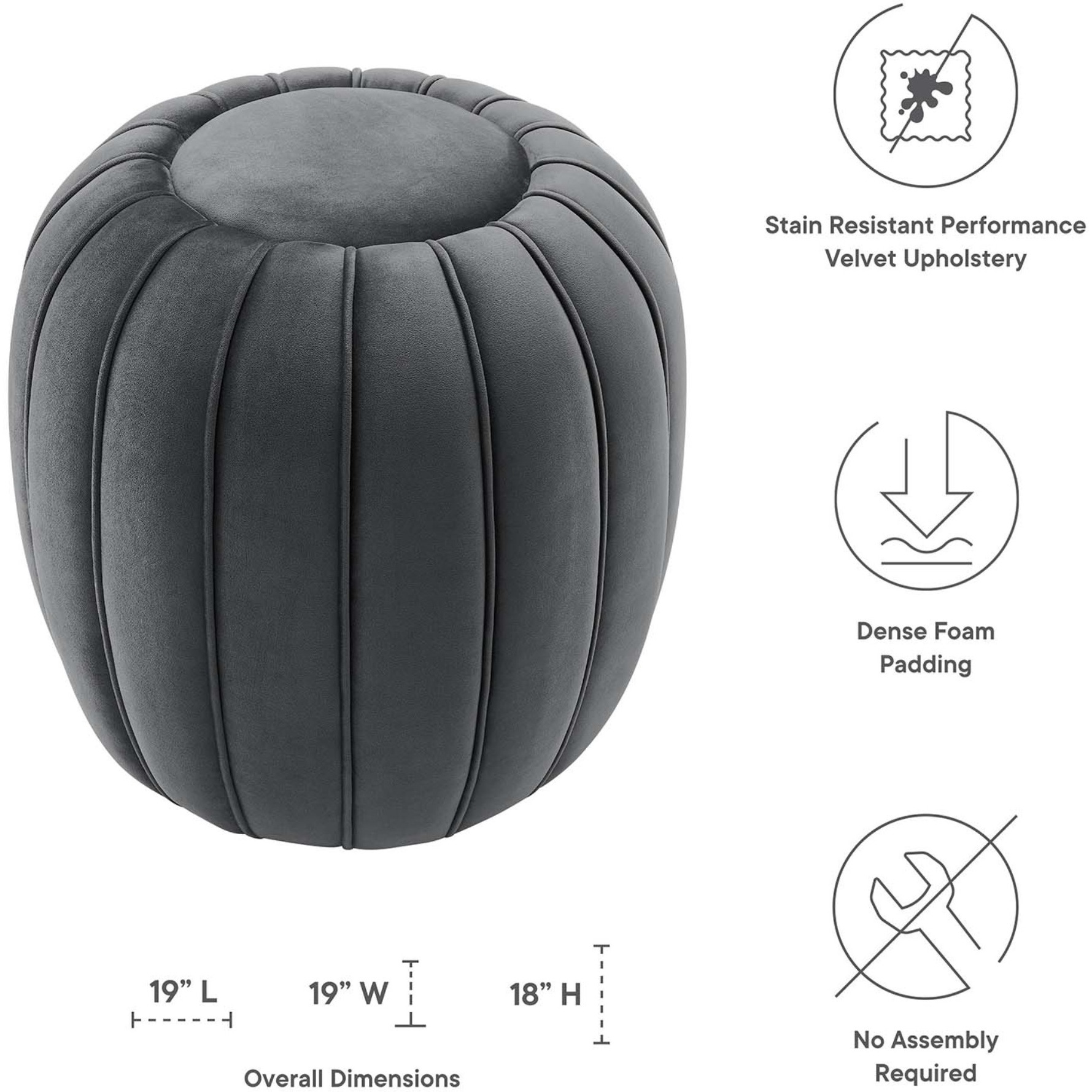 Celebrate Channel Tufted Performance Velvet Ottoman