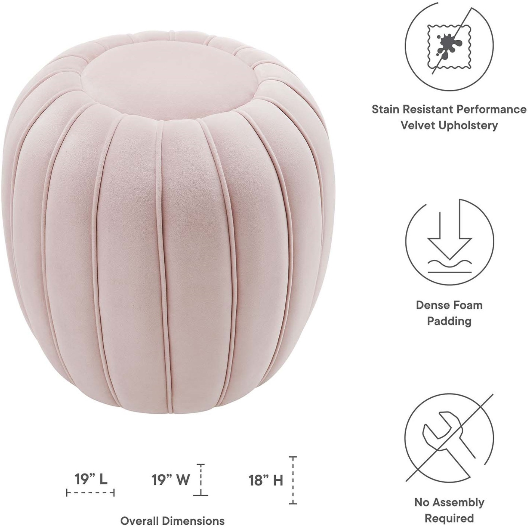 Celebrate Channel Tufted Performance Velvet Ottoman