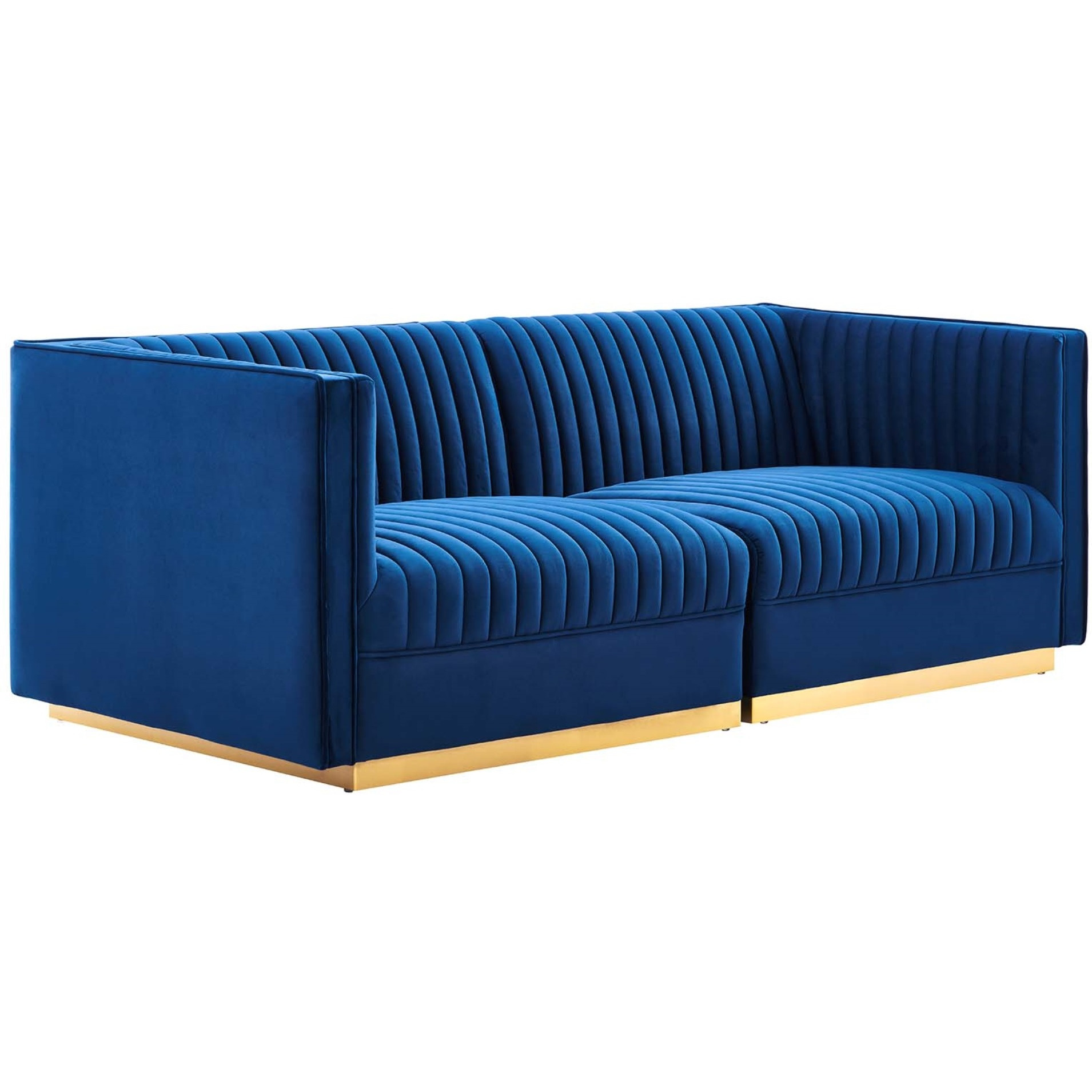 Sanguine Channel Tufted Performance Velvet Modular Sectional Sofa Loveseat