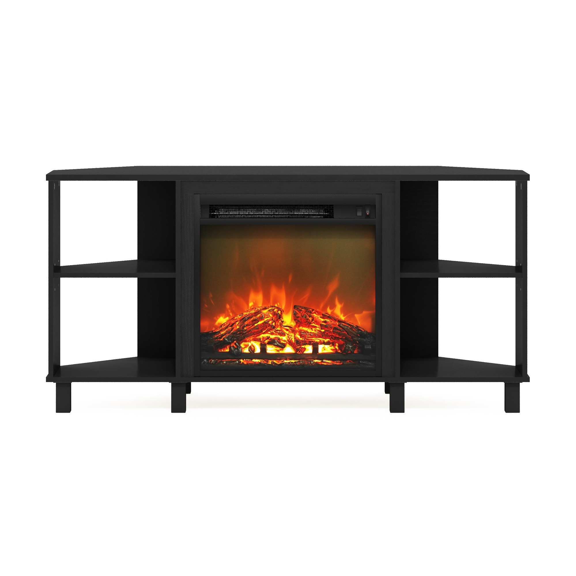Furinno Jensen Corner Fireplce TV Stand with Metal Leg for TV up to 55 Inches, Americano