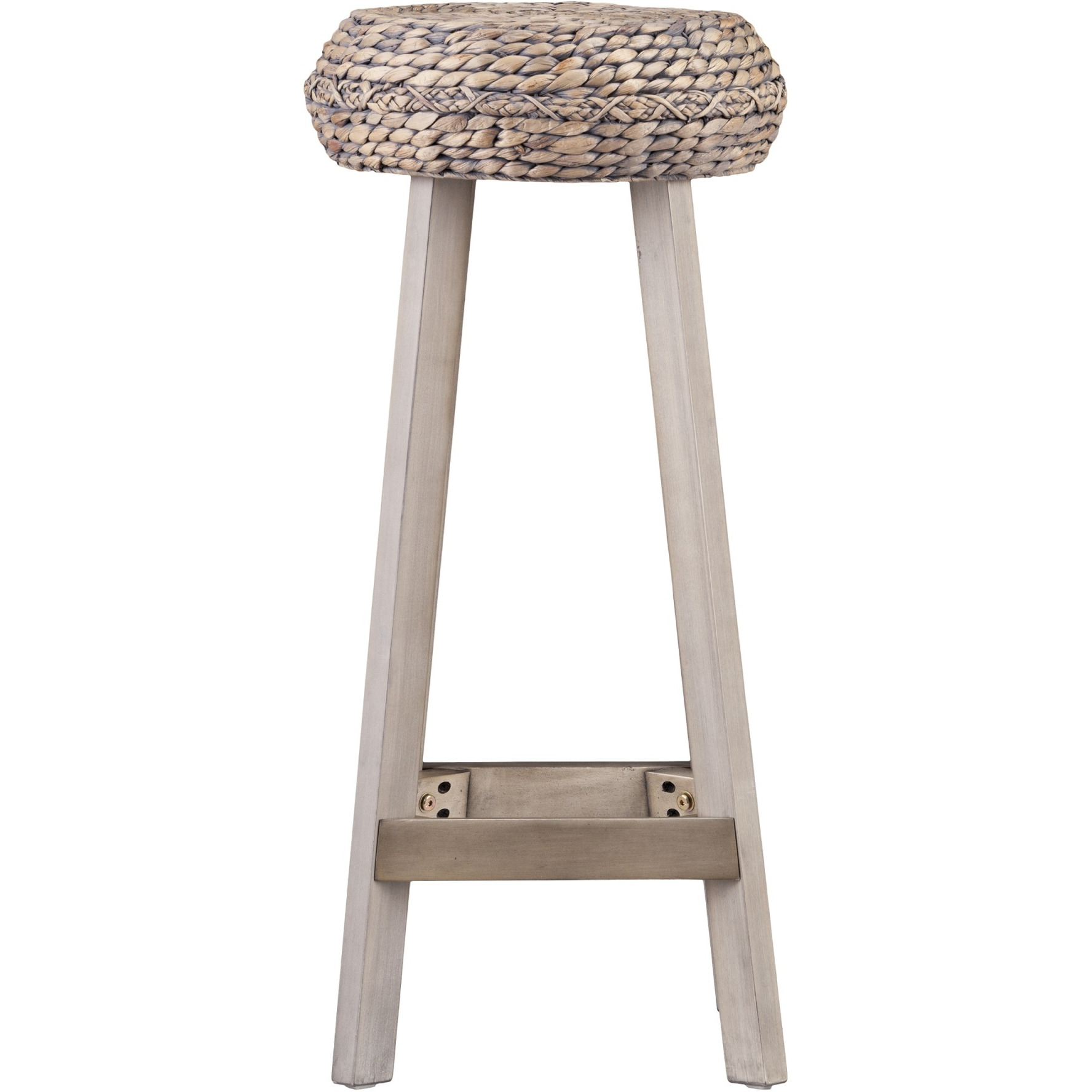Rutina Round Backless Water Hyacinth 30" Barstools 2pc Set - Weathered Gray