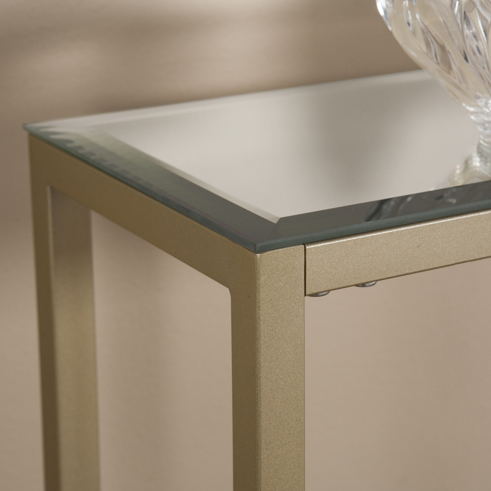 Darrin Narrow Mini Console Table with Mirrored Top - Gold