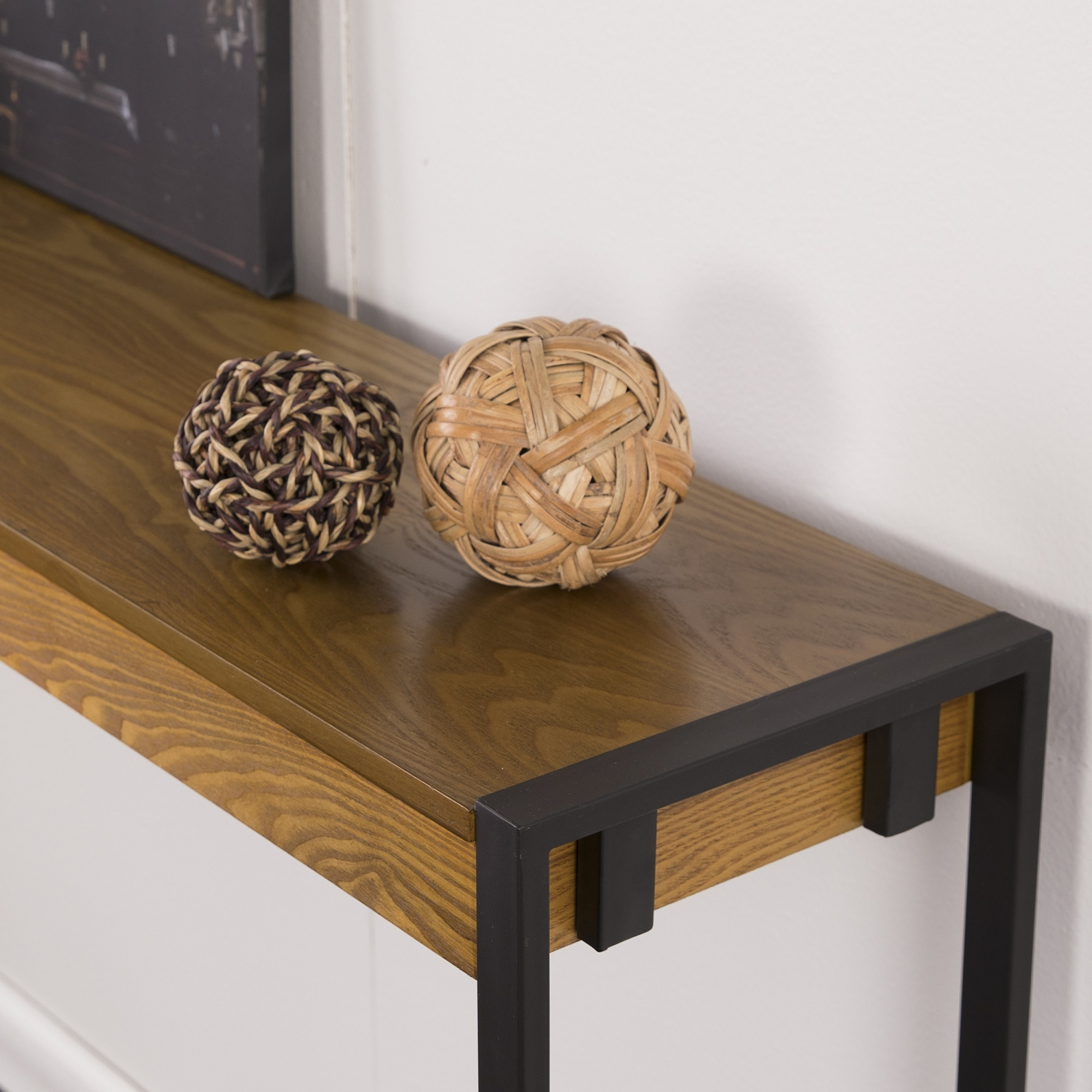 Macen Console - Weathered Gray Oak with Black
