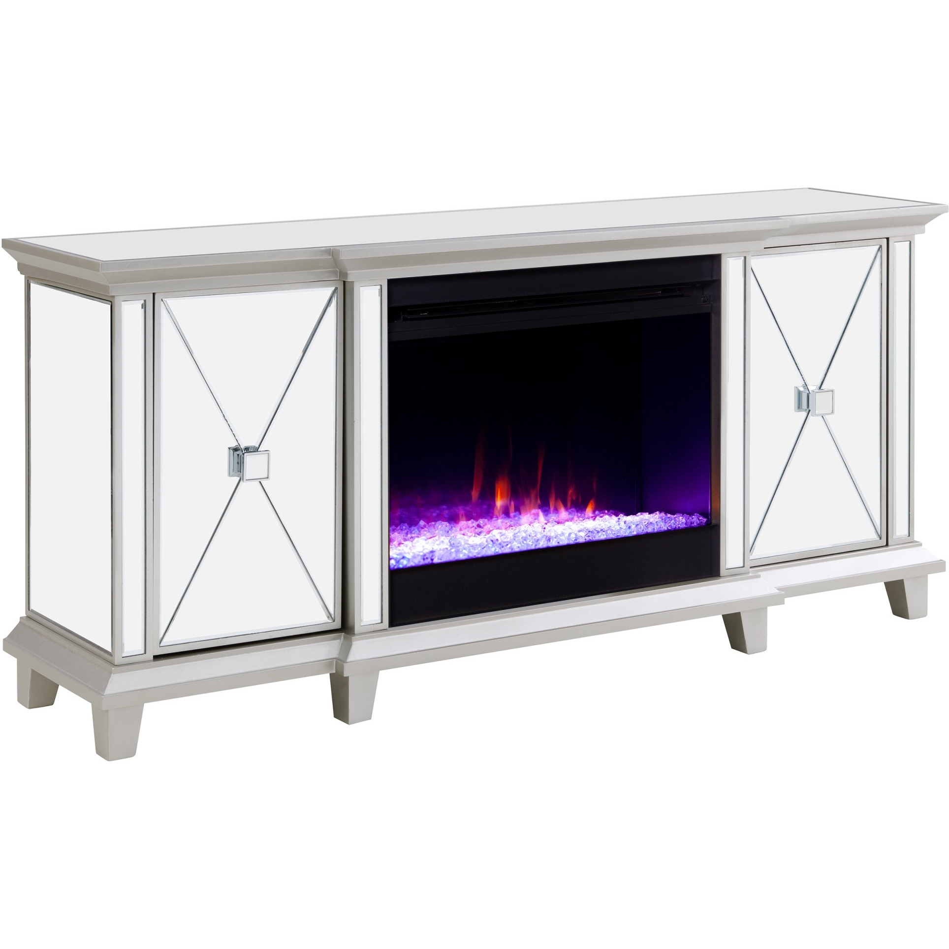 Toppington Mirrored Fireplace Media Console