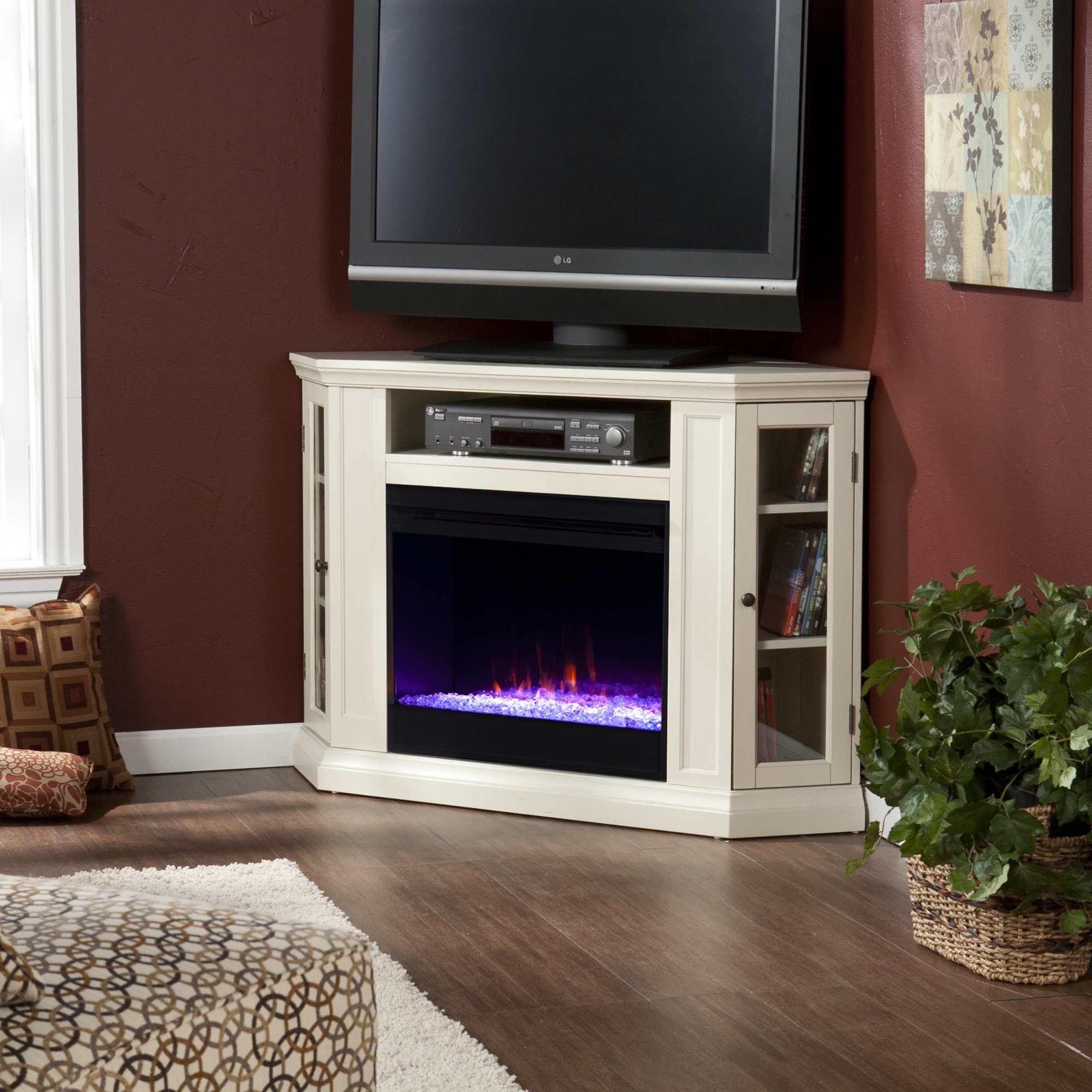 Claremont Color Changing Convertible Fireplace - Ivory