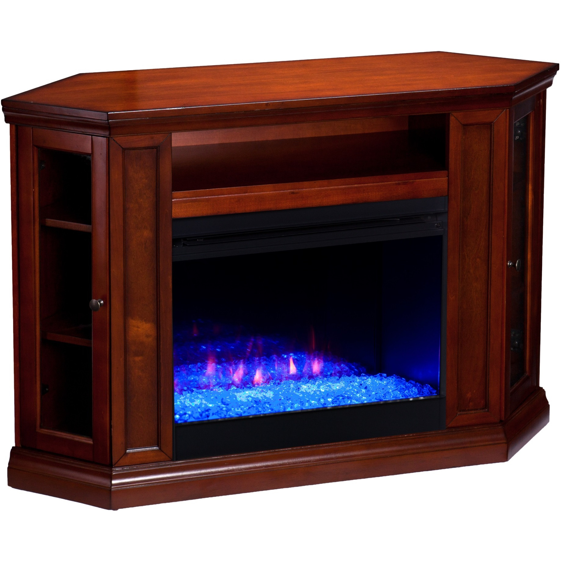 Claremont Color Changing Convertible Fireplace - Brown Mahogany