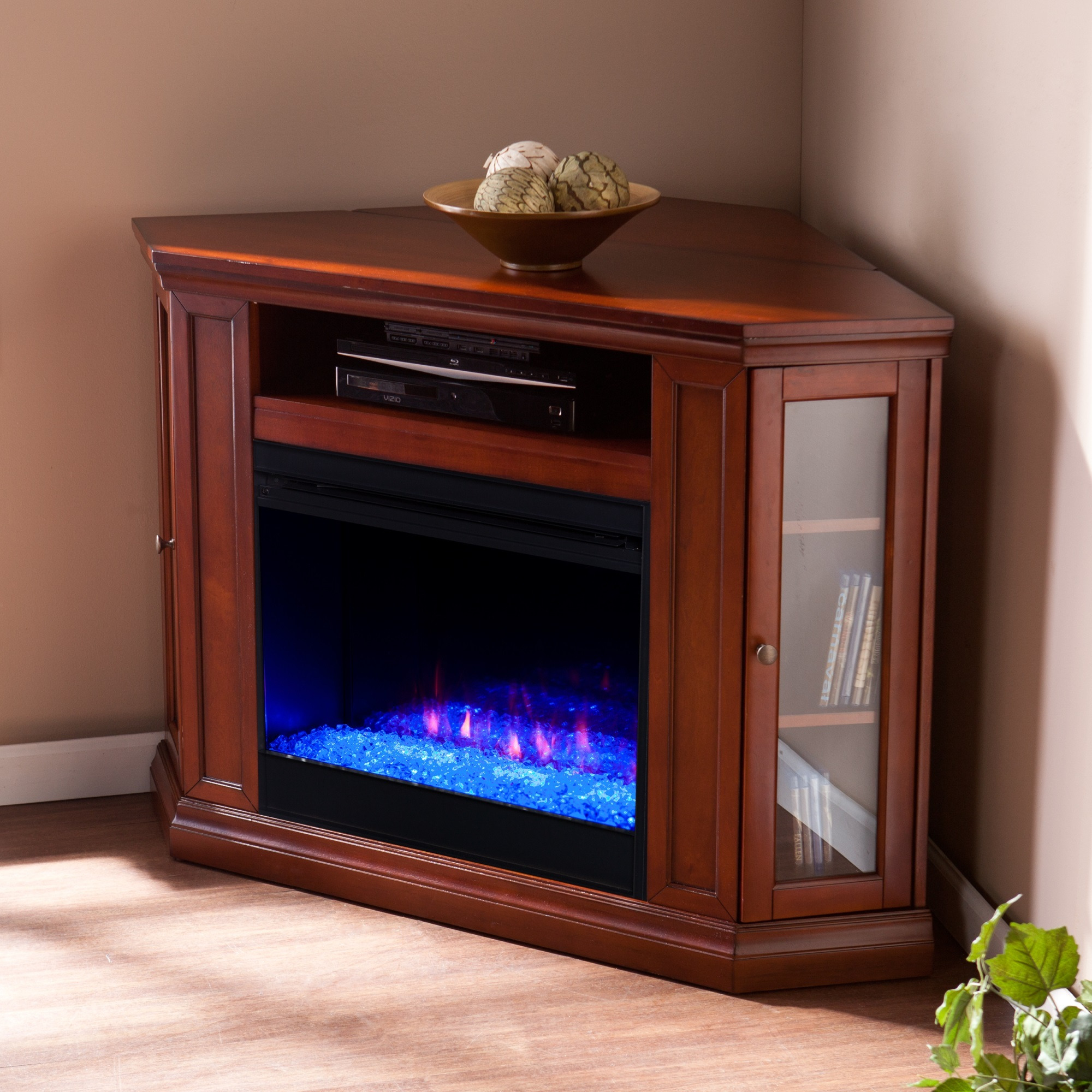Claremont Color Changing Convertible Fireplace - Brown Mahogany
