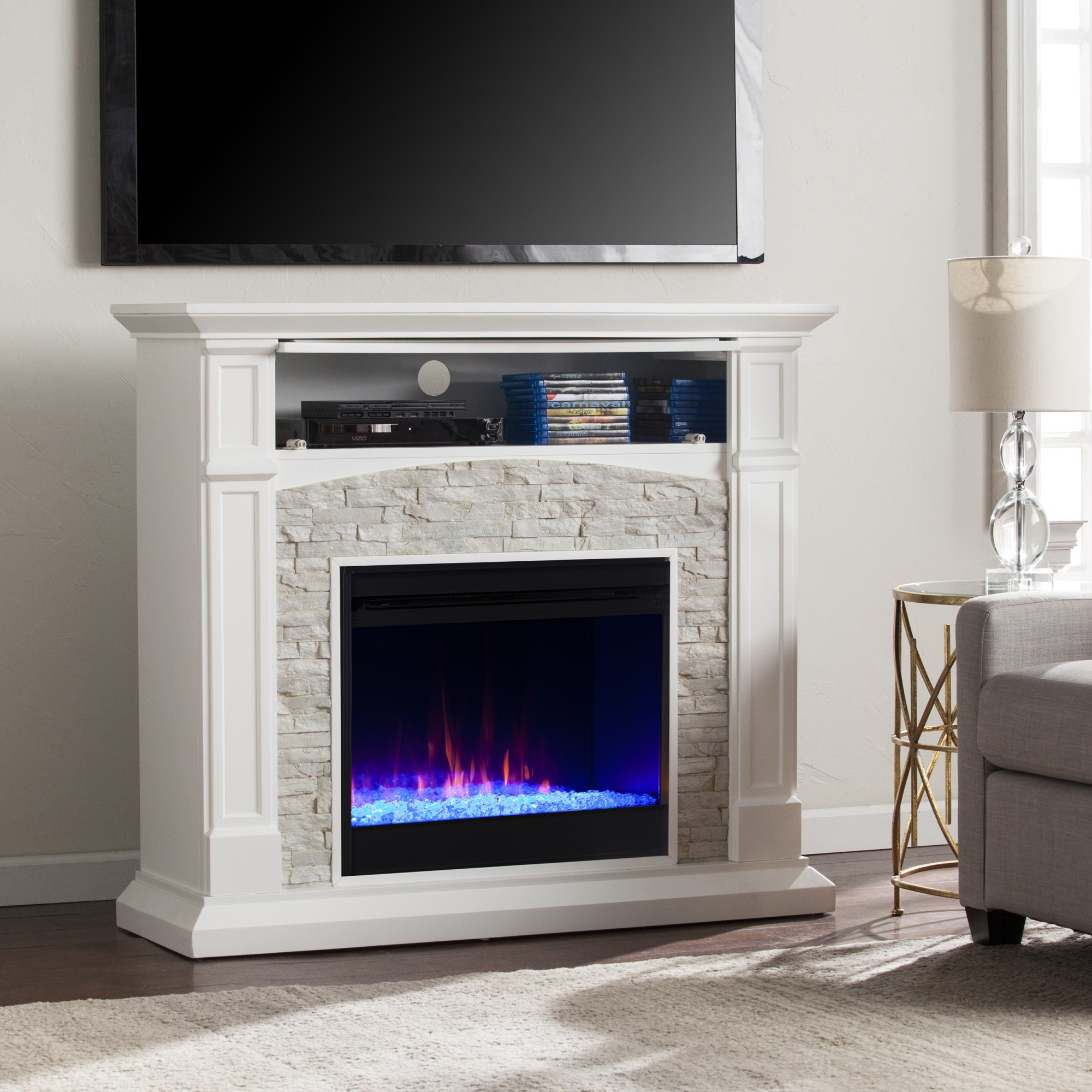 Seneca Color Changing Media Fireplace - White