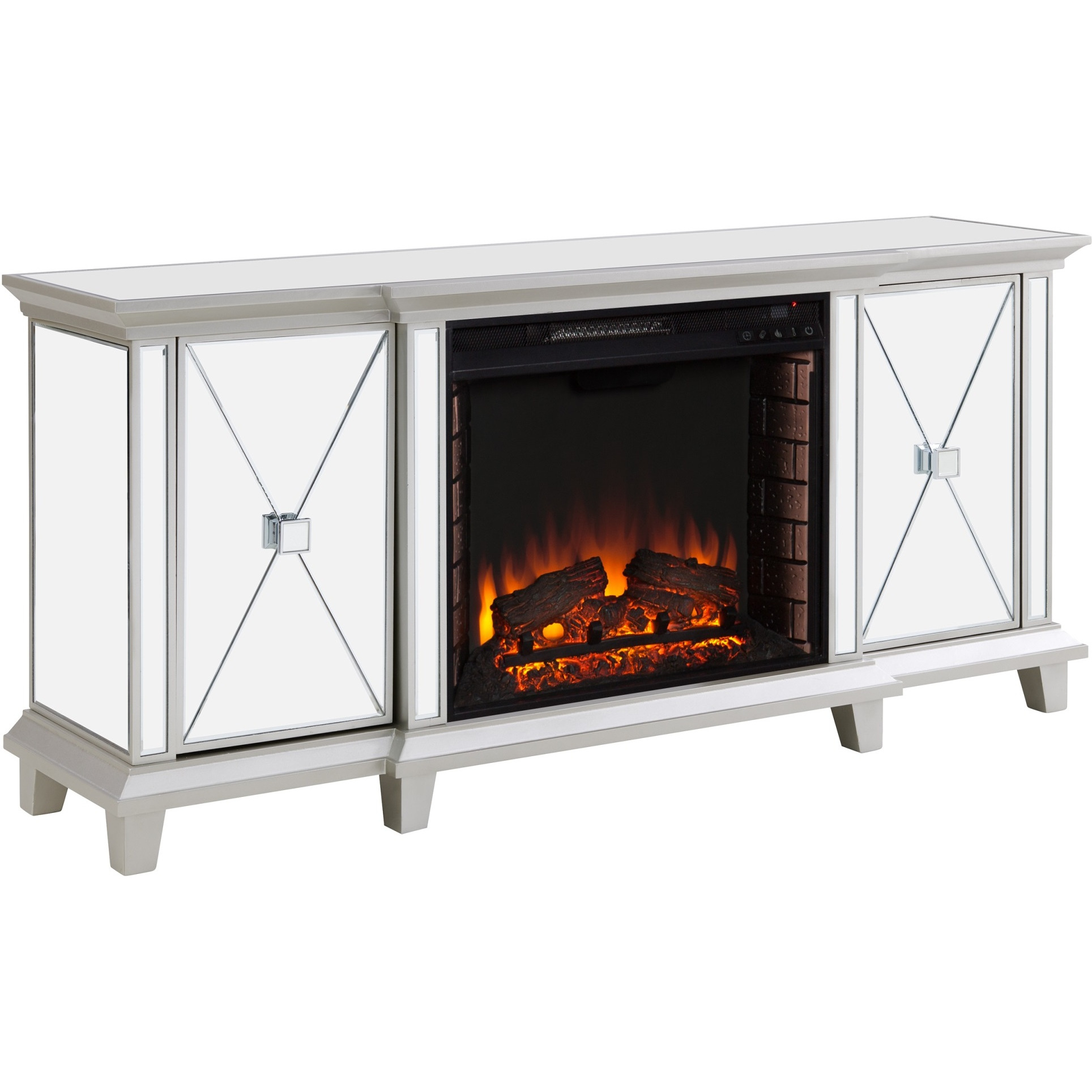 Toppington Mirrored Fireplace Media Console