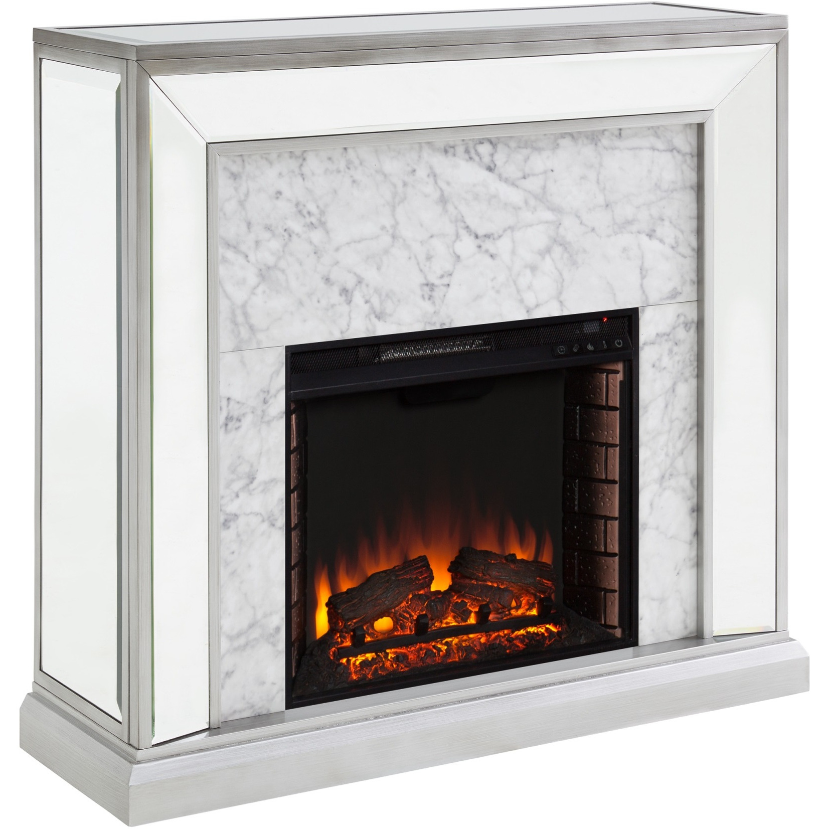 Trandling Mirrored Faux Marble Fireplace