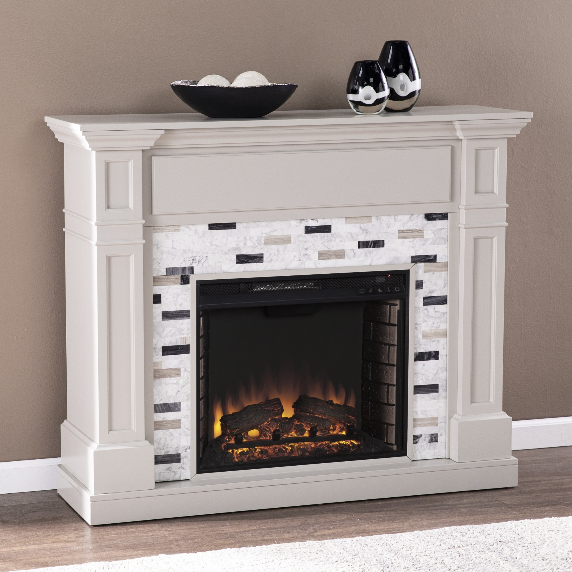 Birkover Electric Fireplace with Marble Surround