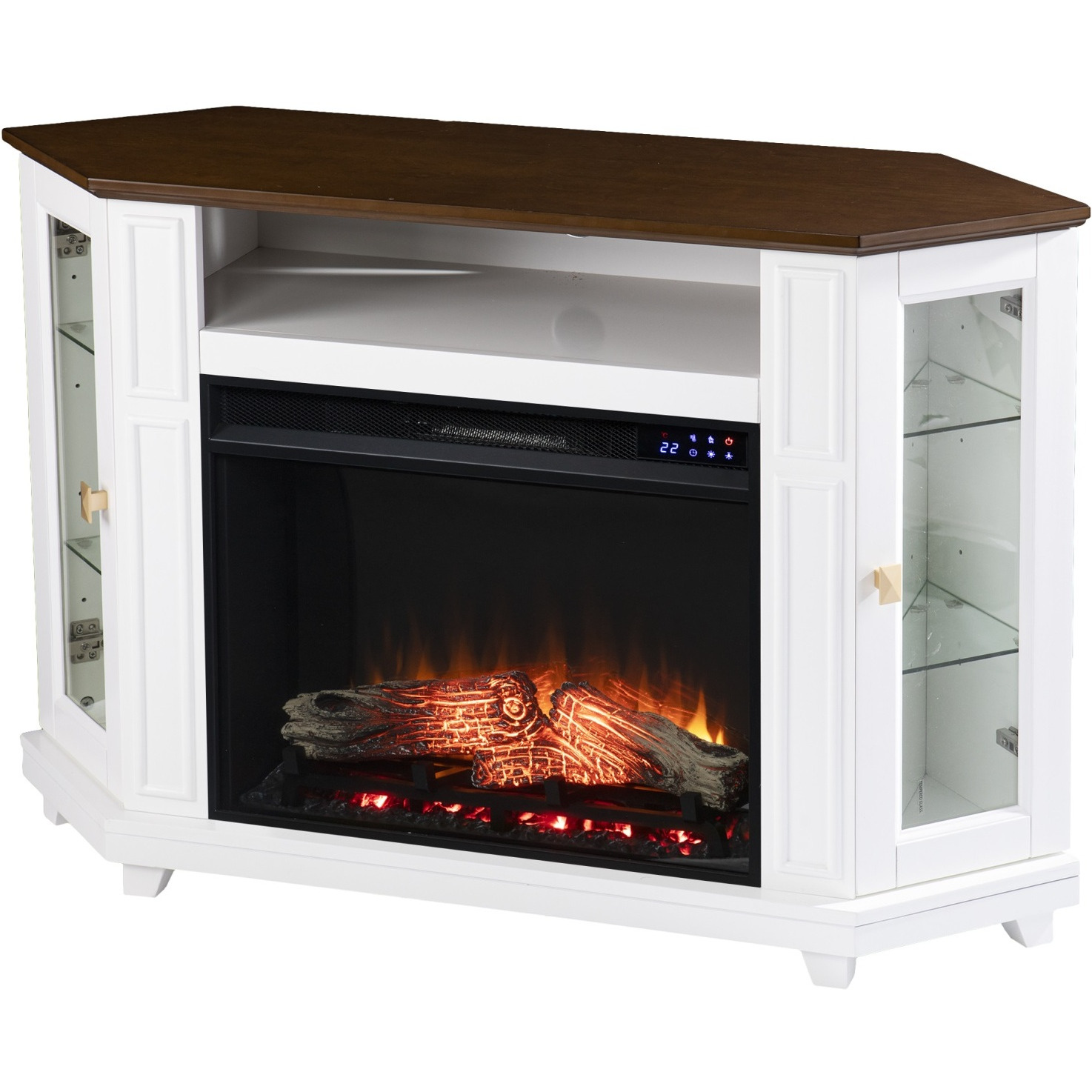 Dilvon Touch Screen Electric Media Fireplace with Storage