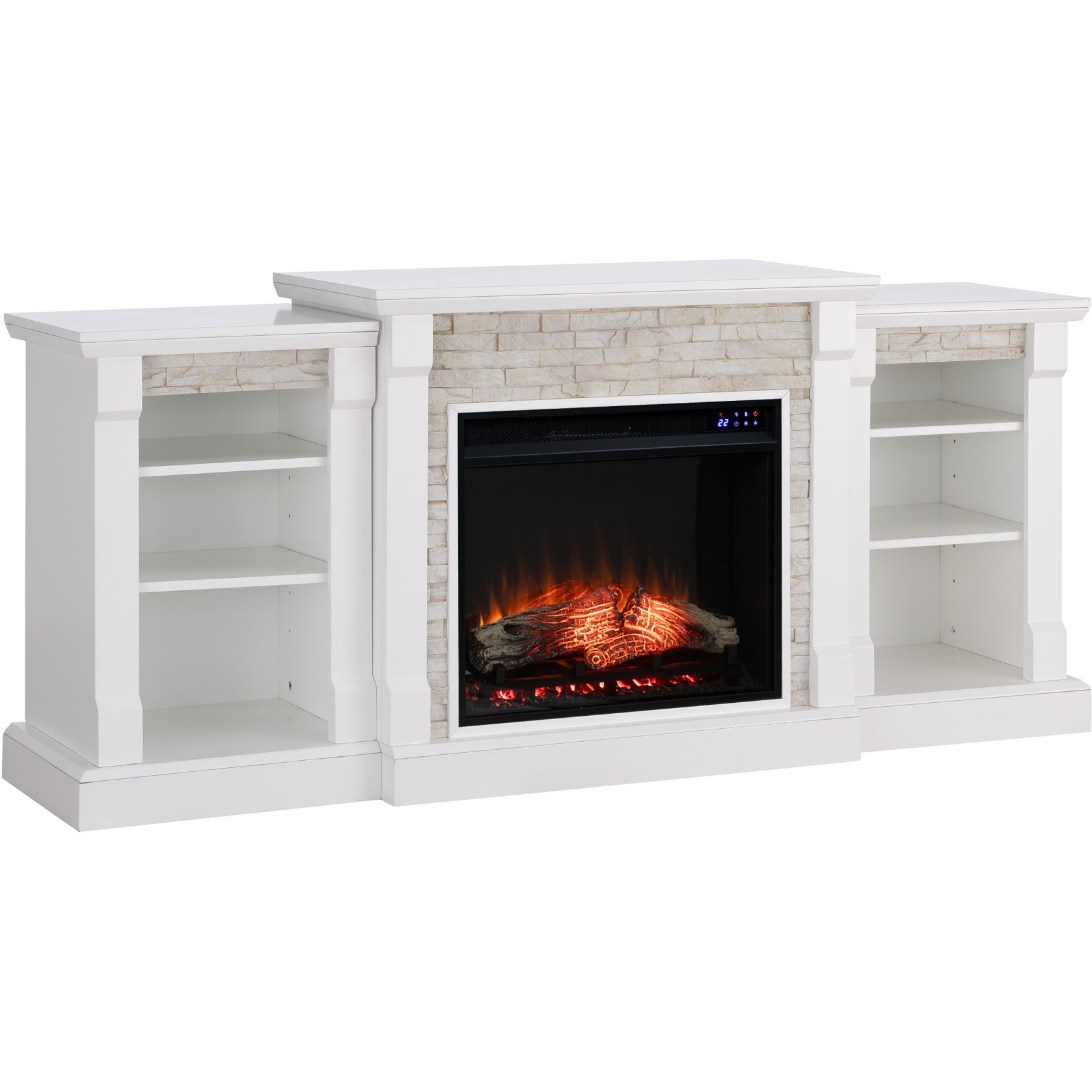 Gallatin Touch Screen Electric Fireplace with Bookcases