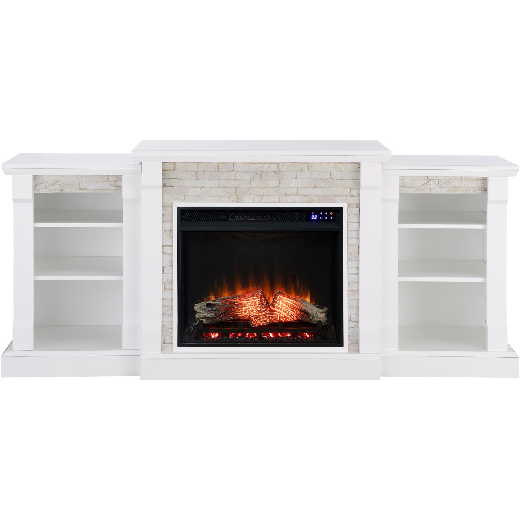 Gallatin Touch Screen Electric Fireplace with Bookcases