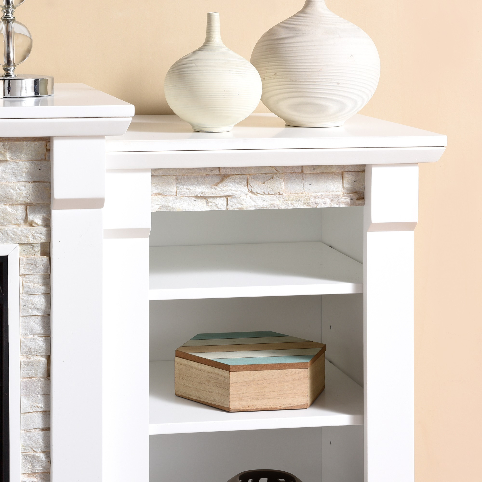 Gallatin Touch Screen Electric Fireplace with Bookcases