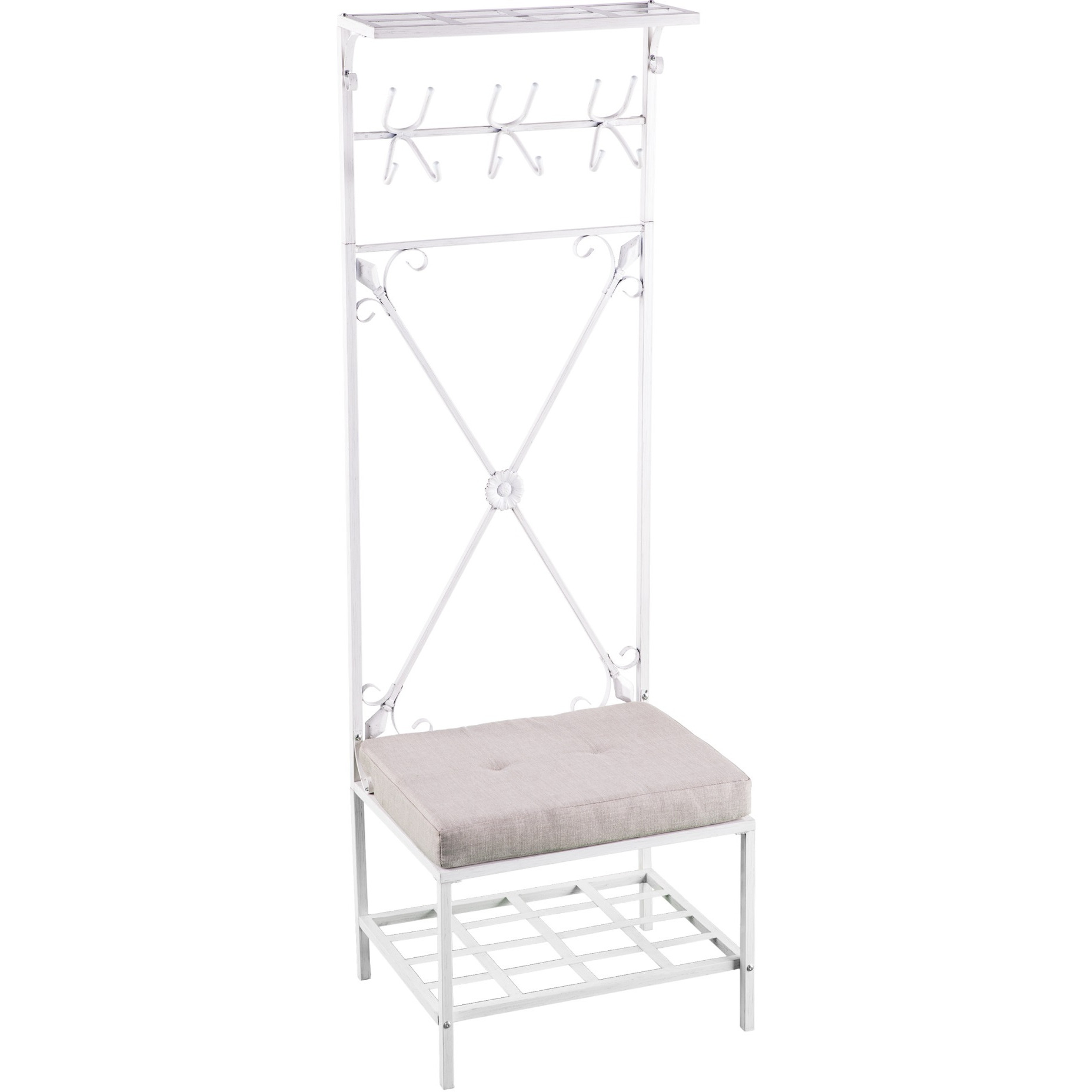 Dovanti Entryway Hall Tree Bench with Storage - Distressed White