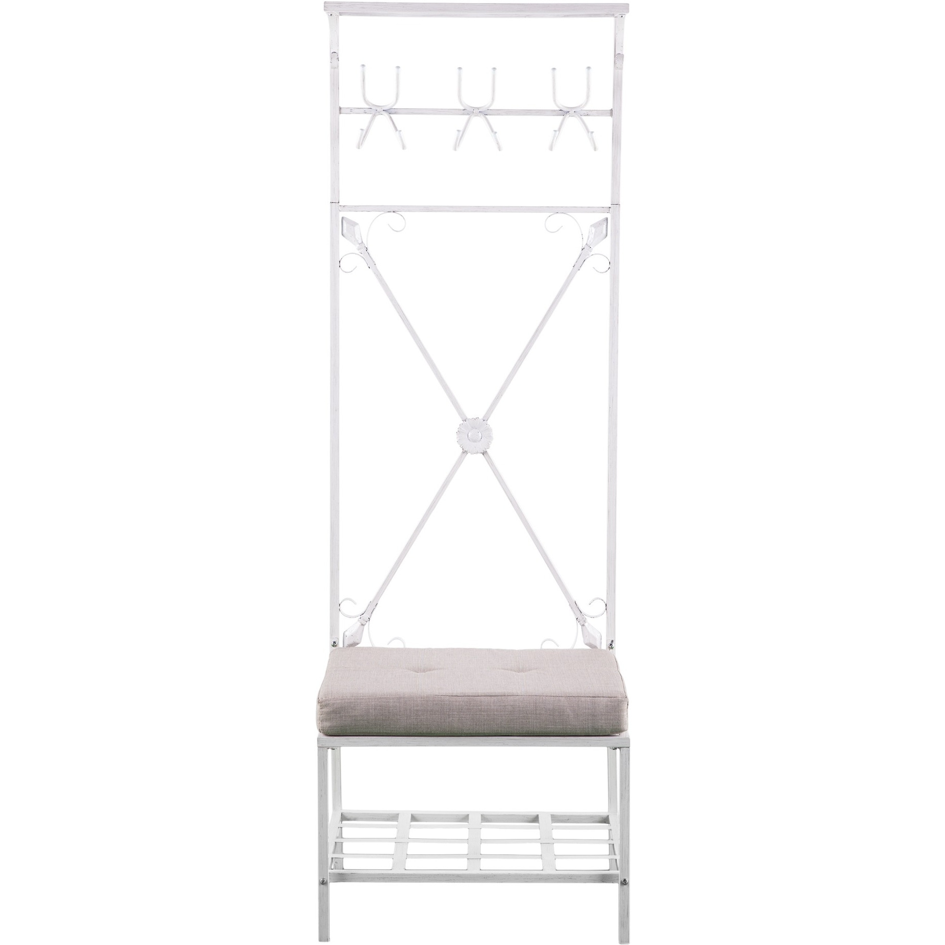Dovanti Entryway Hall Tree Bench with Storage - Distressed White