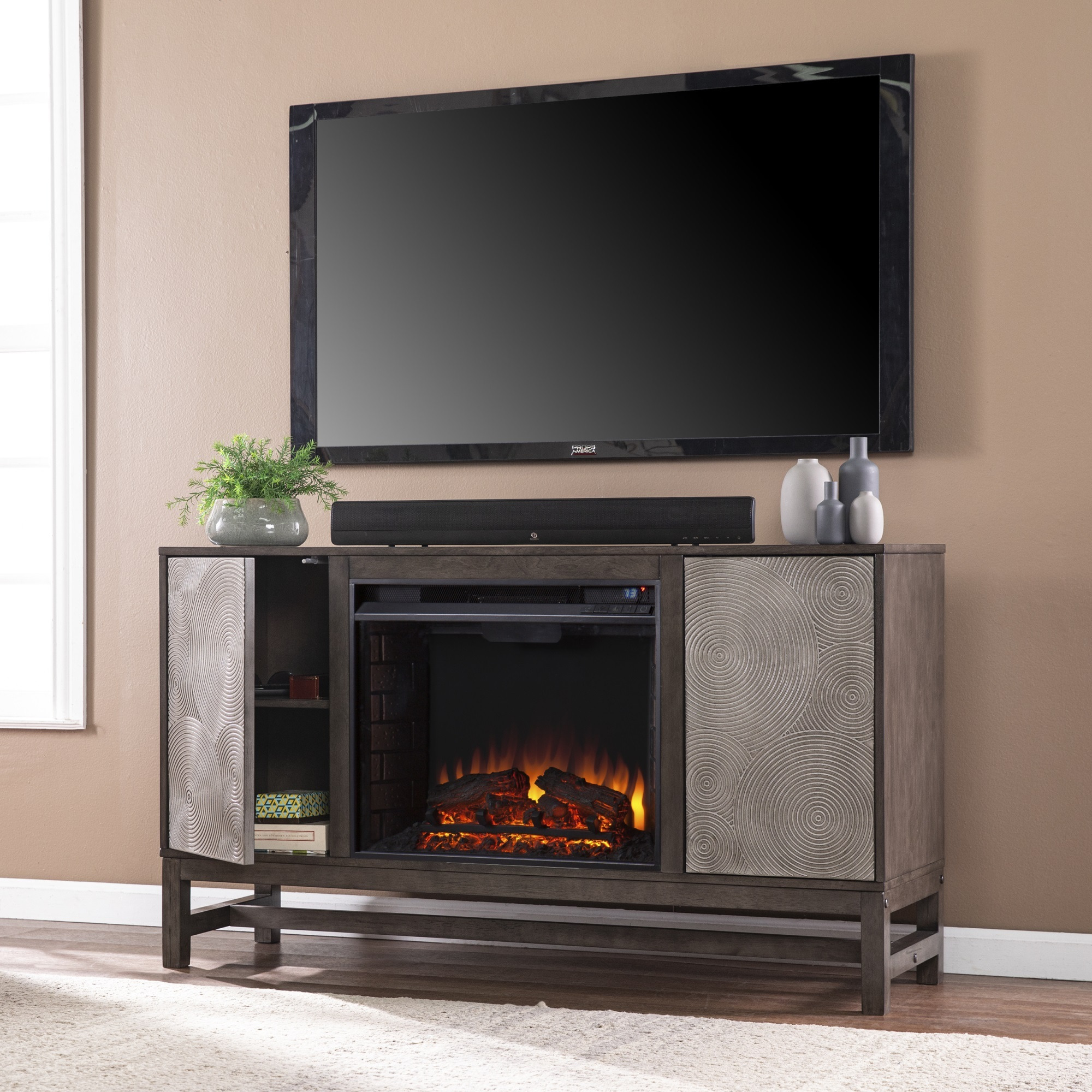 Lannington Electric Fireplace with Media Storage