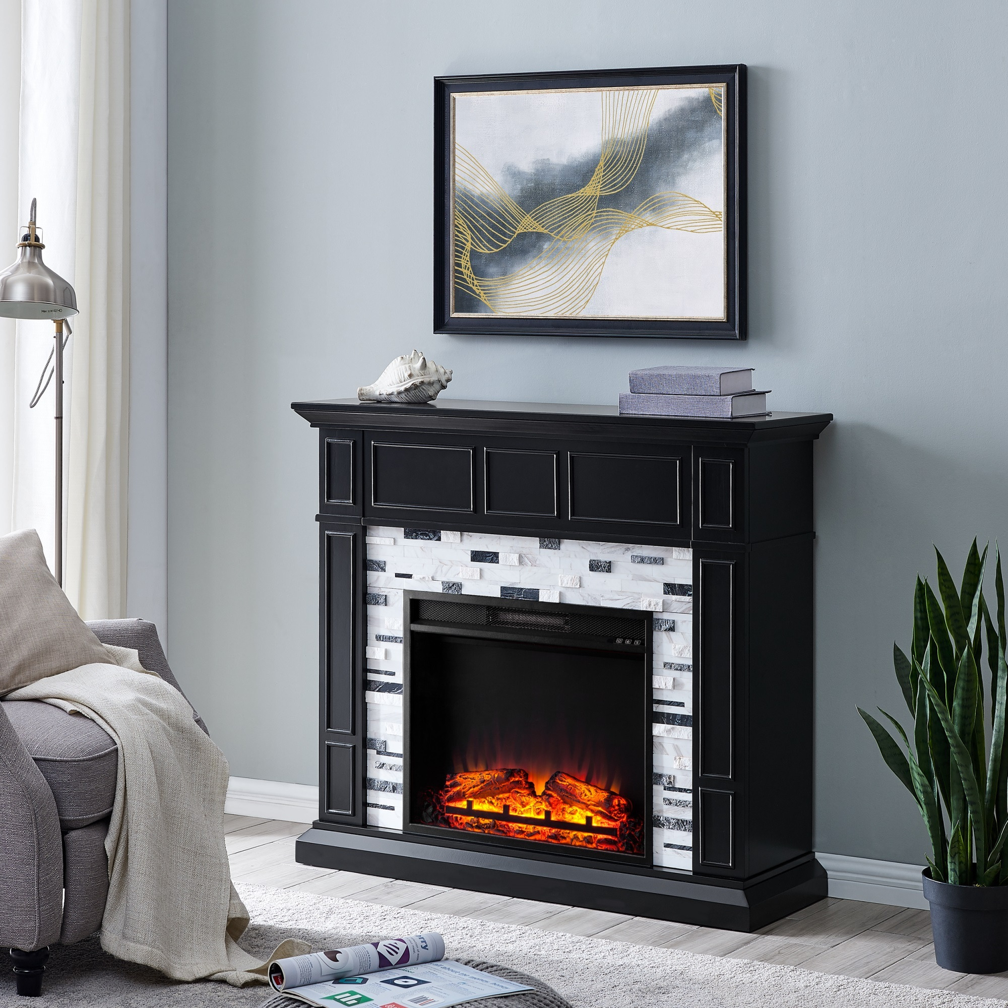 Drovling Marble Base Electric Fireplace