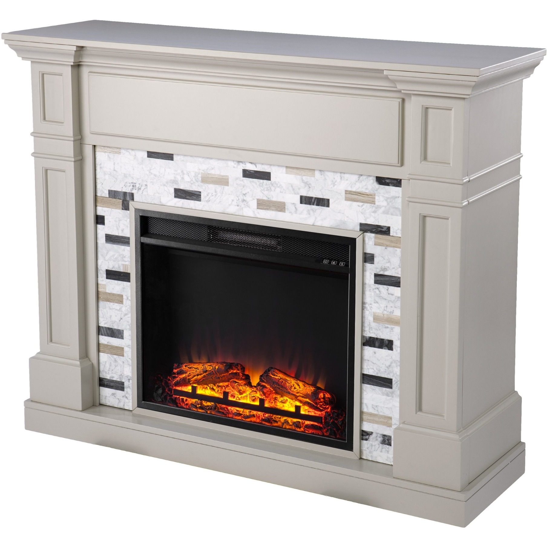 Birkover Base Electric Fireplace with Marble Surround