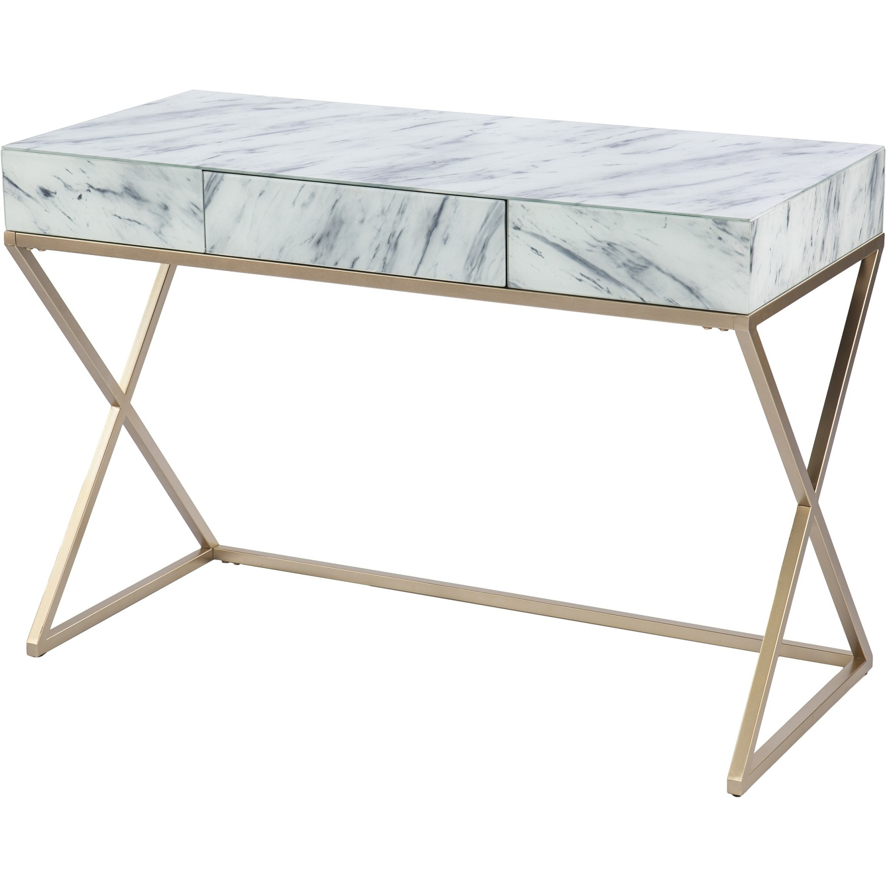 Kamblemore Faux Marble Writing Desk with Storage