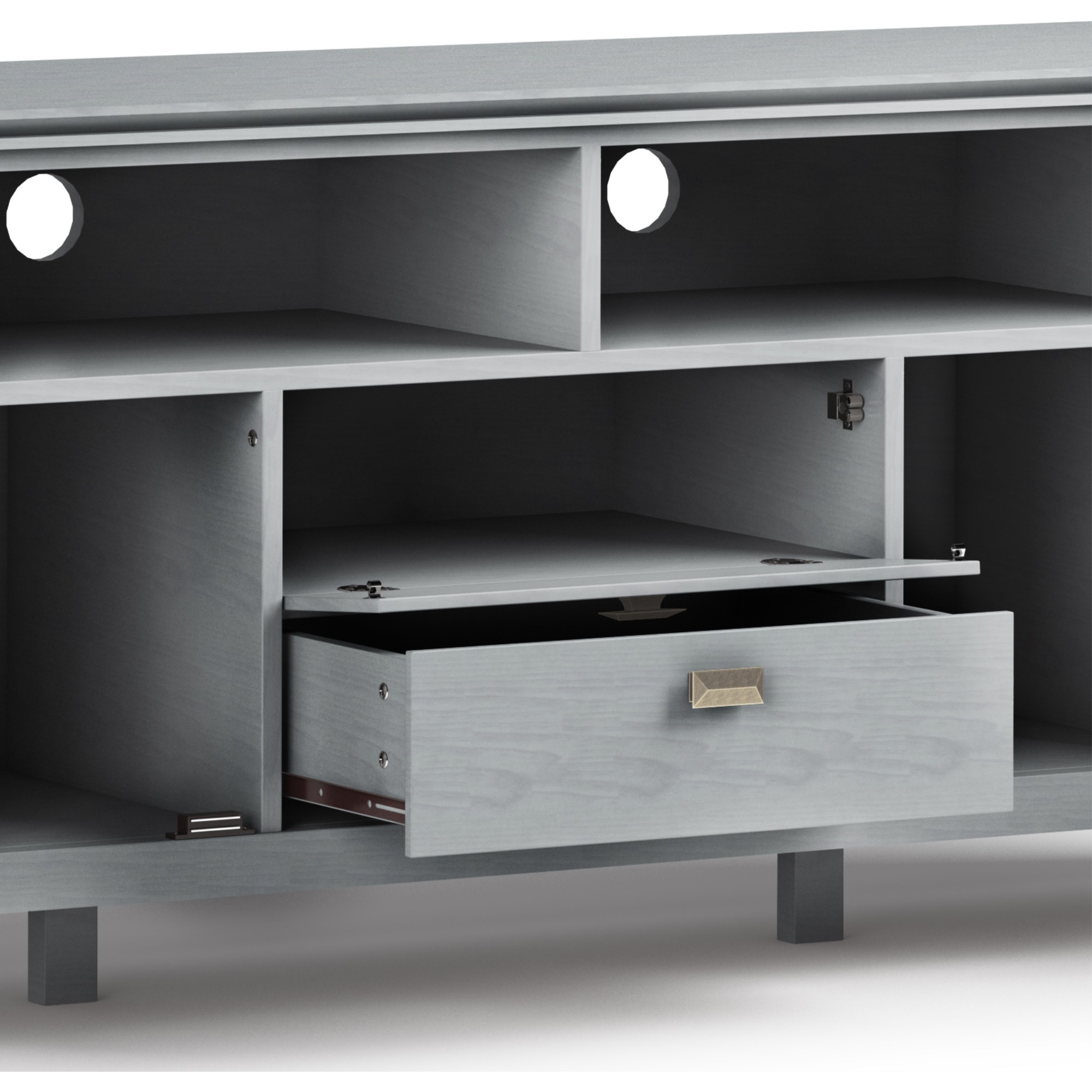 Artisan SOLID WOOD 72 inch TV Media Stand in Fog Grey For TVs up to 80 inches