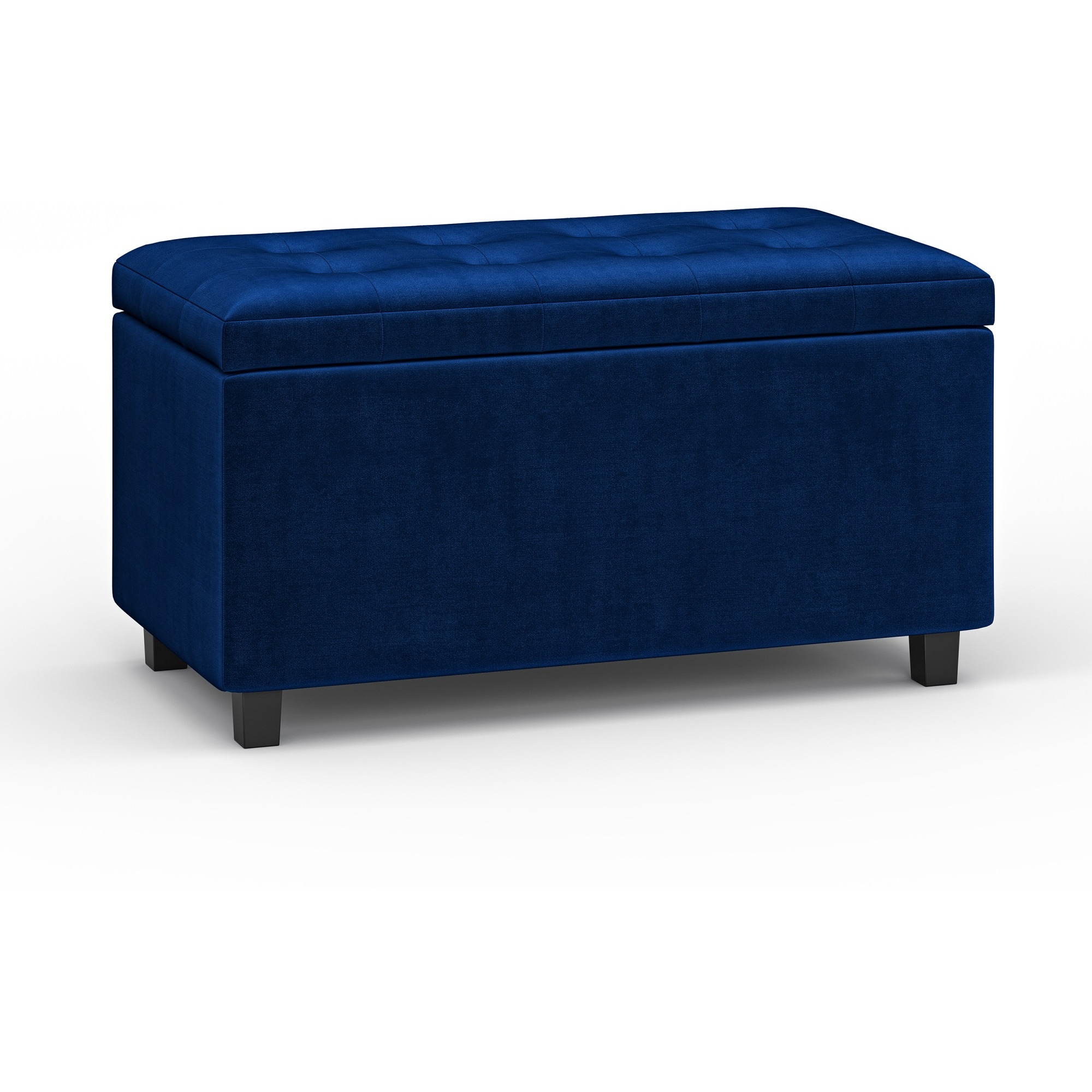 Cosmopolitan Storage Ottoman in Blue Velvet Fabric