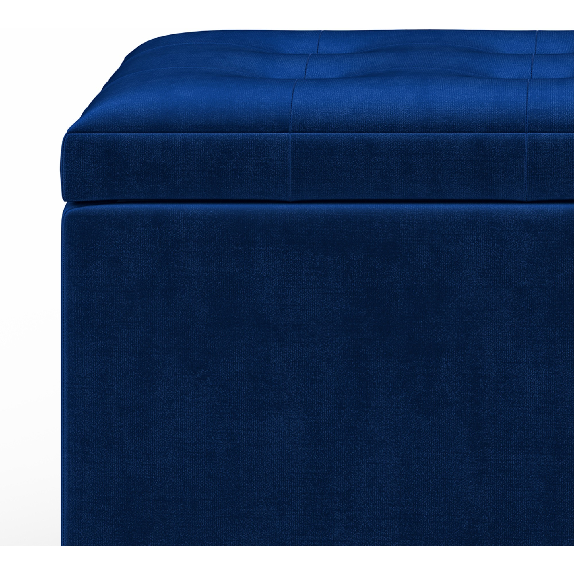 Cosmopolitan Storage Ottoman in Blue Velvet Fabric