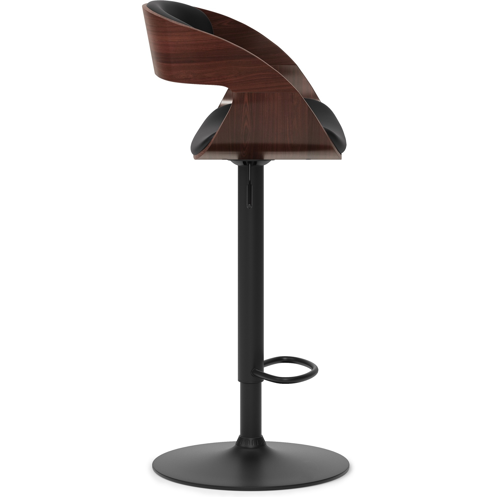 Archer Bentwood Adjustable Bar Stool in Black Faux Leather