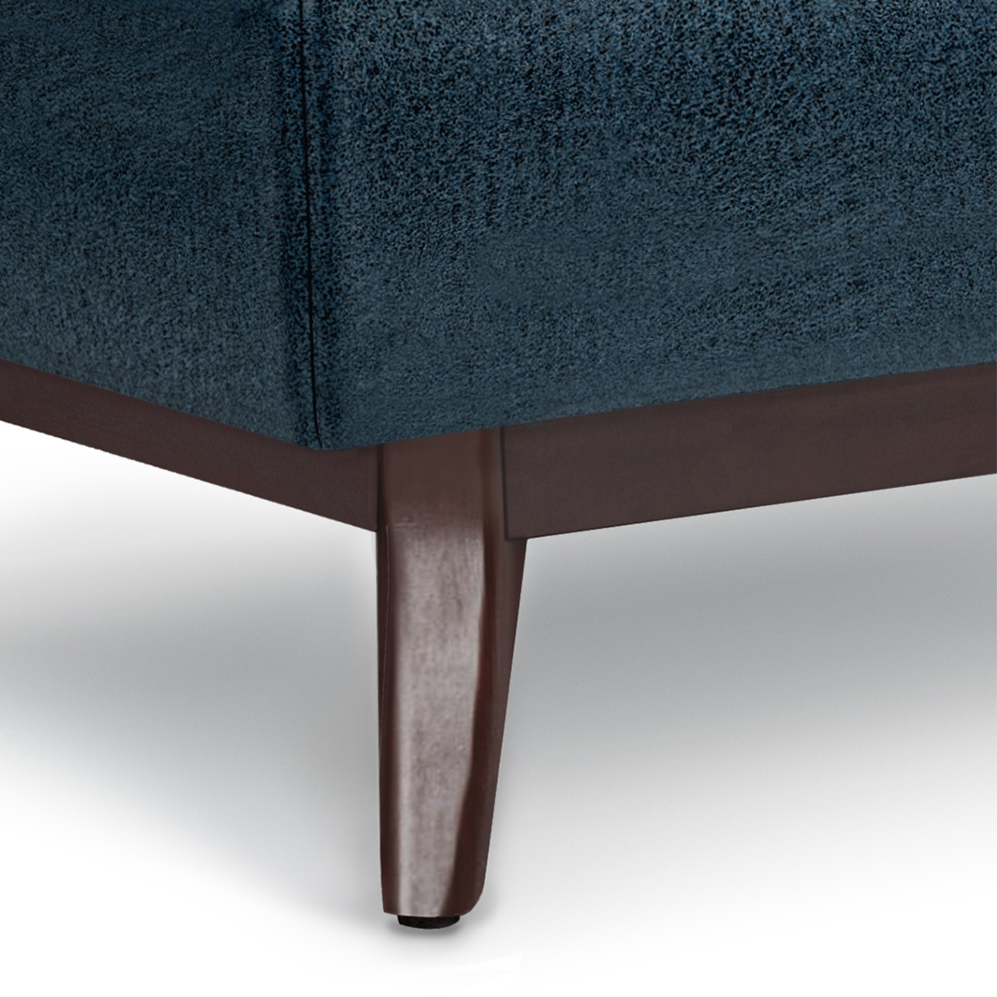 Owen Coffee Table Storage Ottoman in Distressed Dark Blue Faux Leather