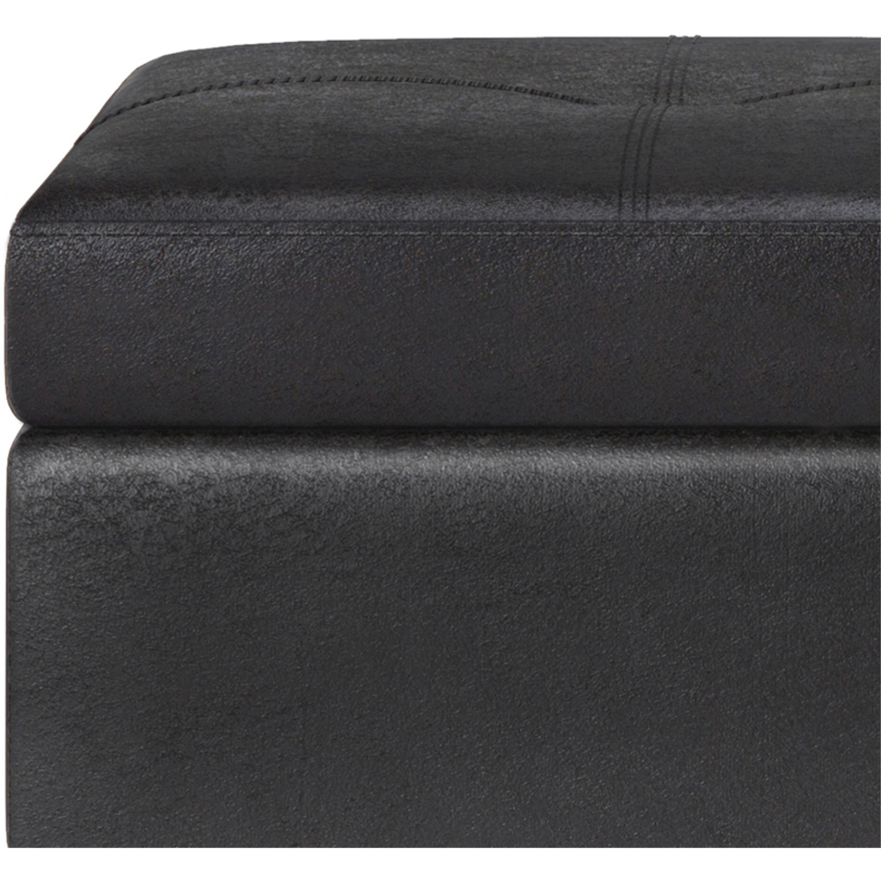 Oregon Storage Ottoman Bench with Tray in Distressed Black Faux Leather