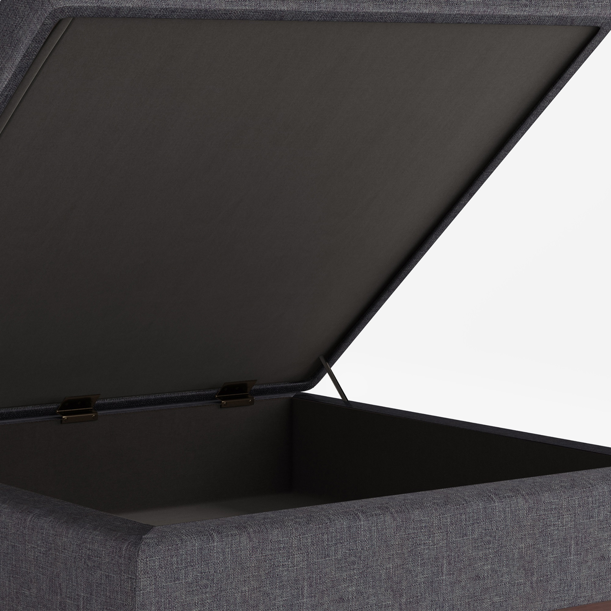 Owen Square Coffee Table Storage Ottoman in Slate Grey Linen Look Fabric