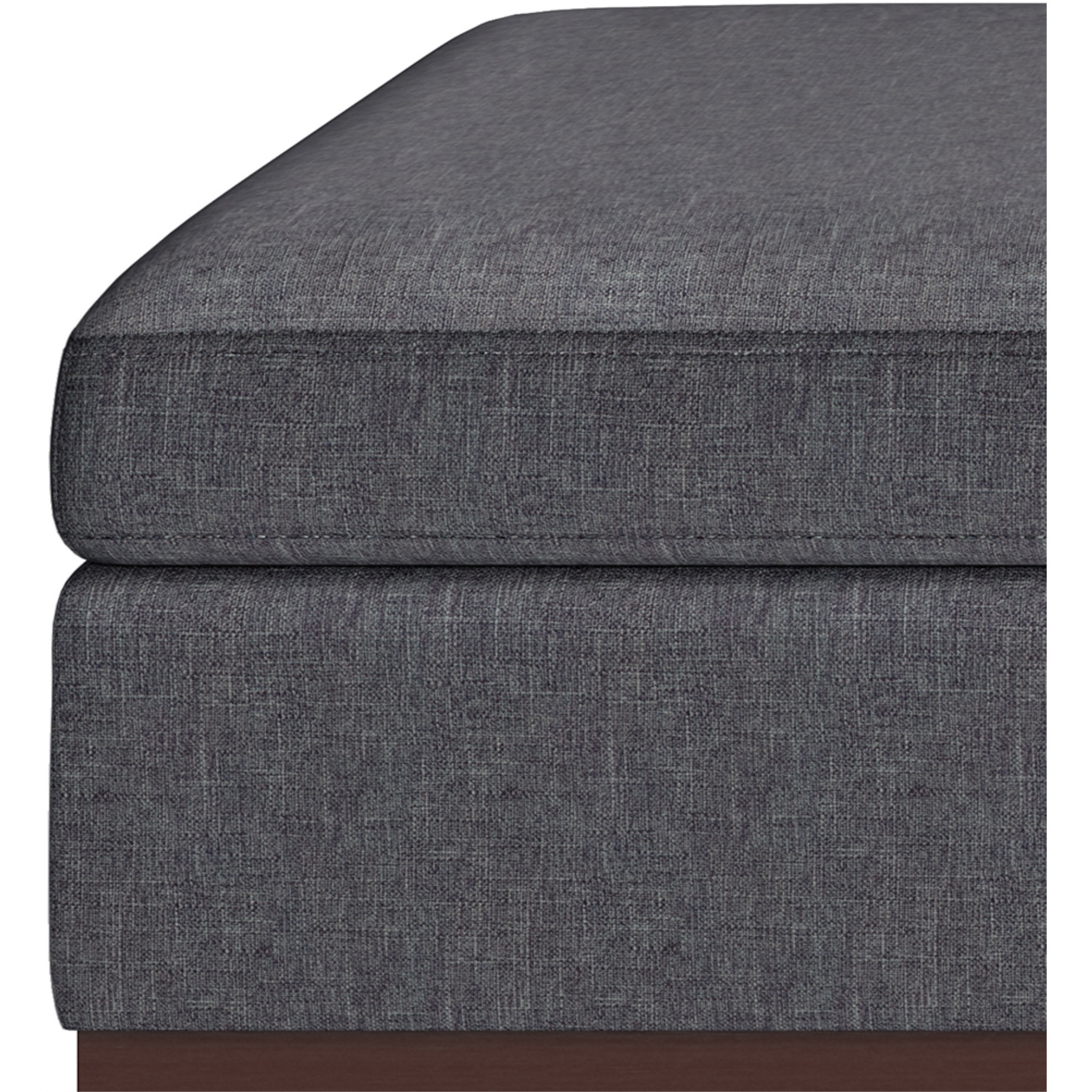 Owen Square Coffee Table Storage Ottoman in Slate Grey Linen Look Fabric