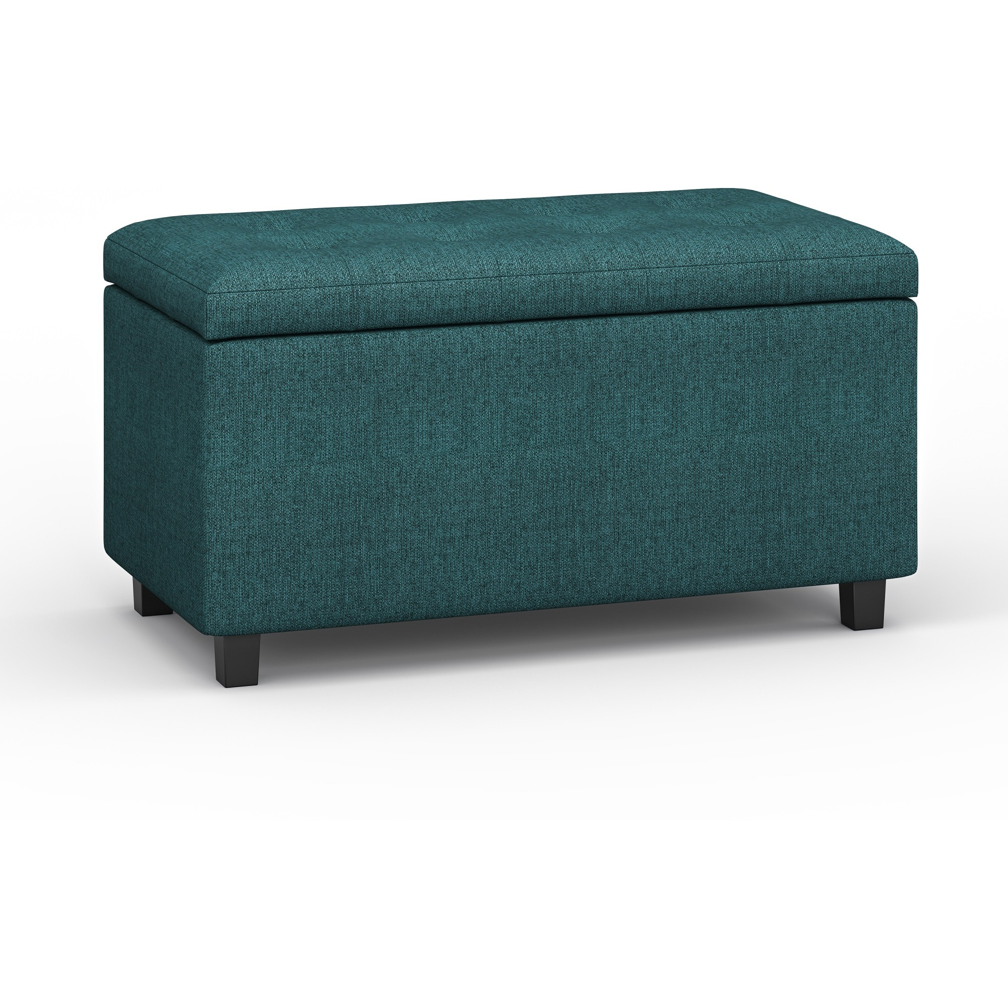 Cosmopolitan Storage Ottoman in Teal Polyester Fabric