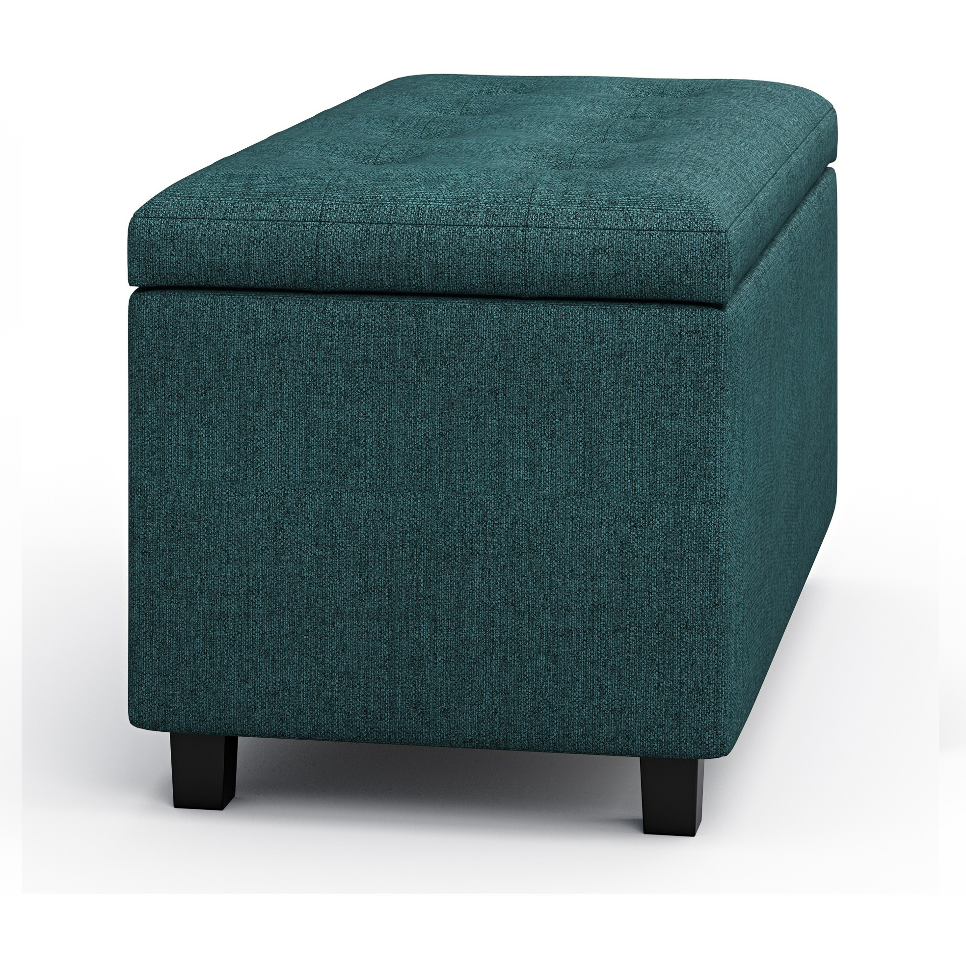 Cosmopolitan Storage Ottoman in Teal Polyester Fabric