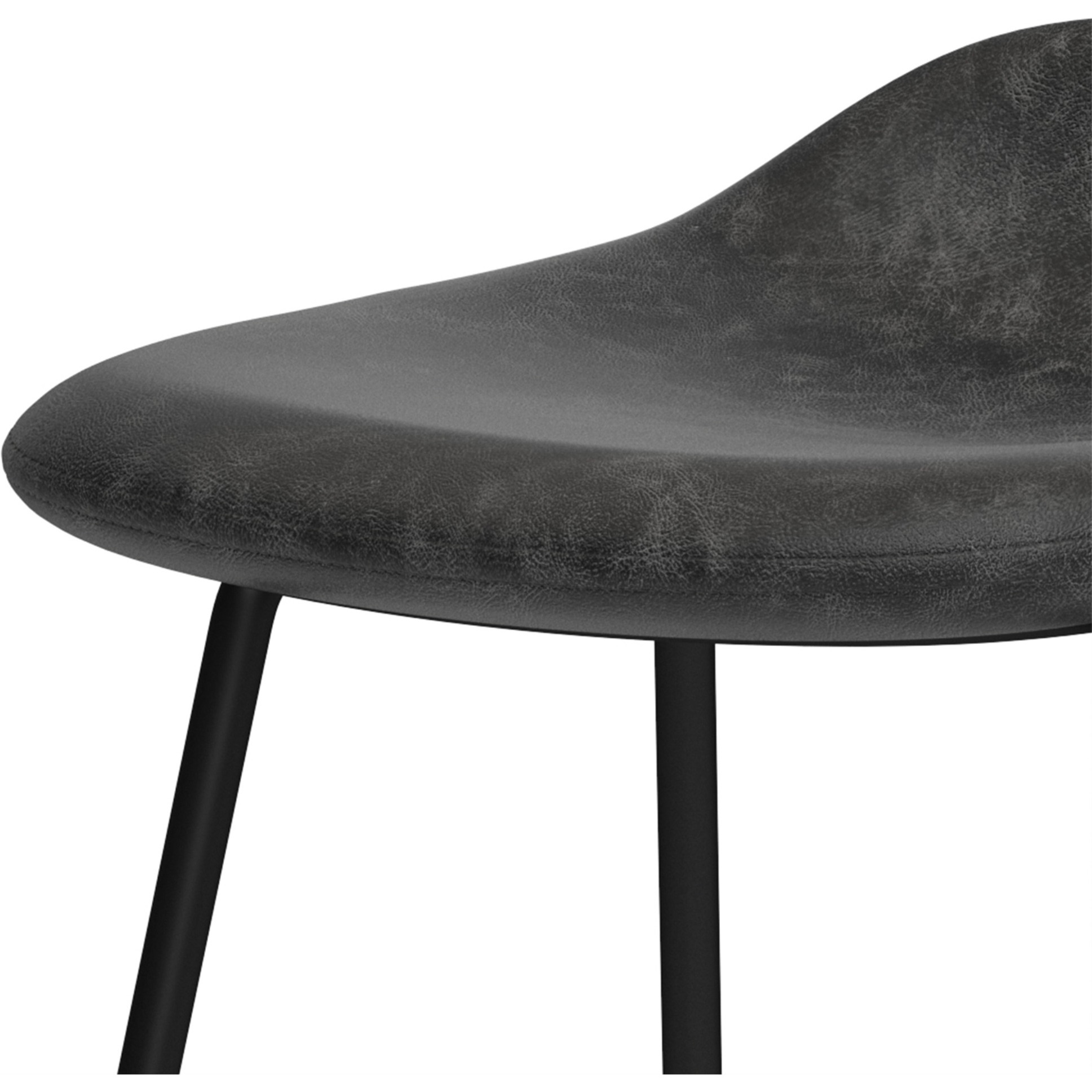 Dafney Bar Stool (Set of 2) in Distressed Charcoal Grey Faux Leather