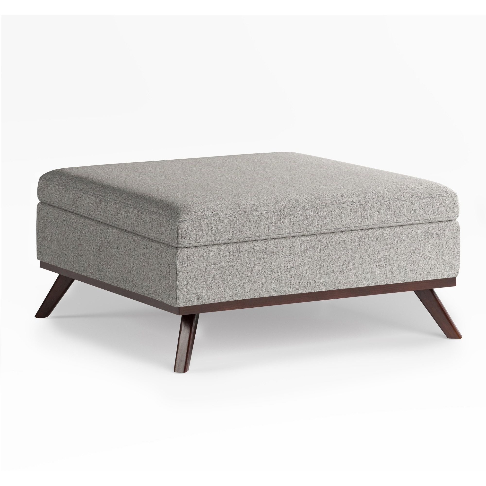 Owen Square Coffee Table Storage Ottoman in Cloud Grey Polyester Fabric