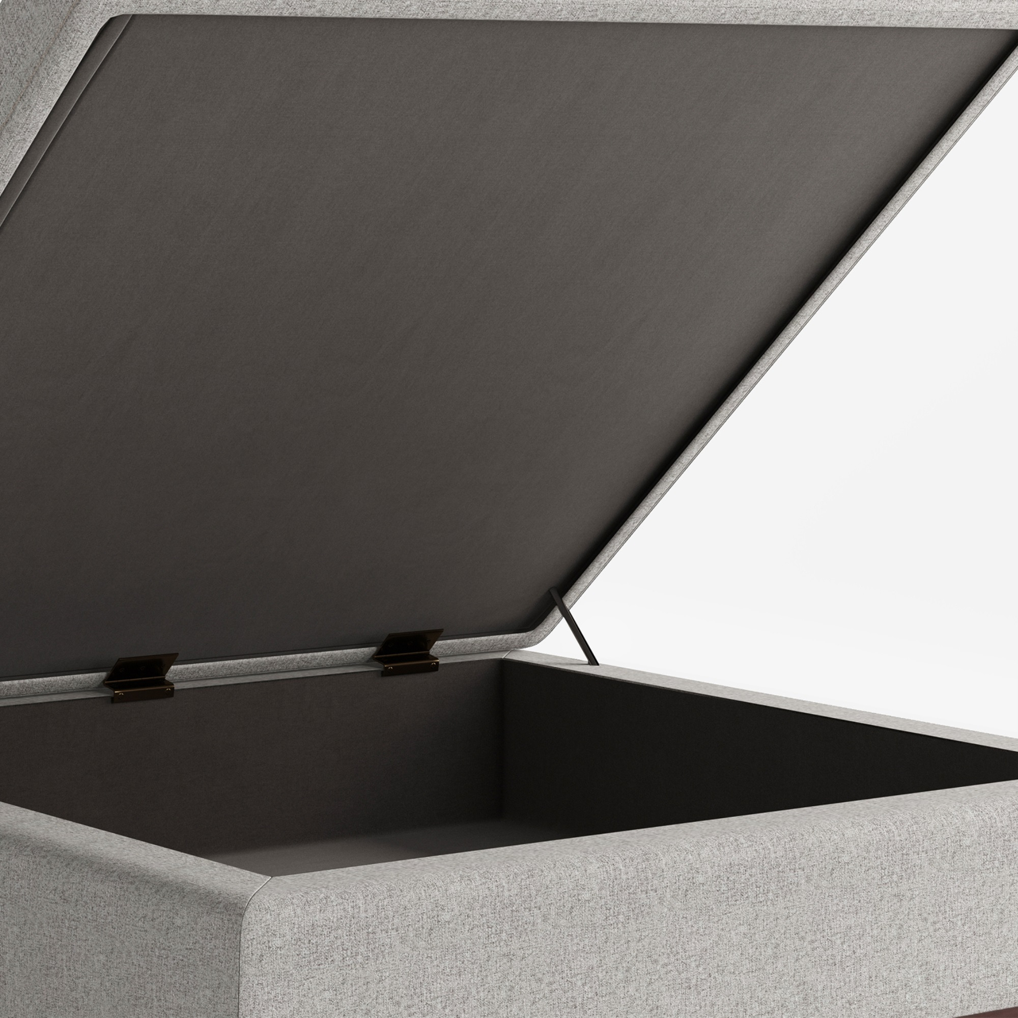 Owen Square Coffee Table Storage Ottoman in Cloud Grey Polyester Fabric