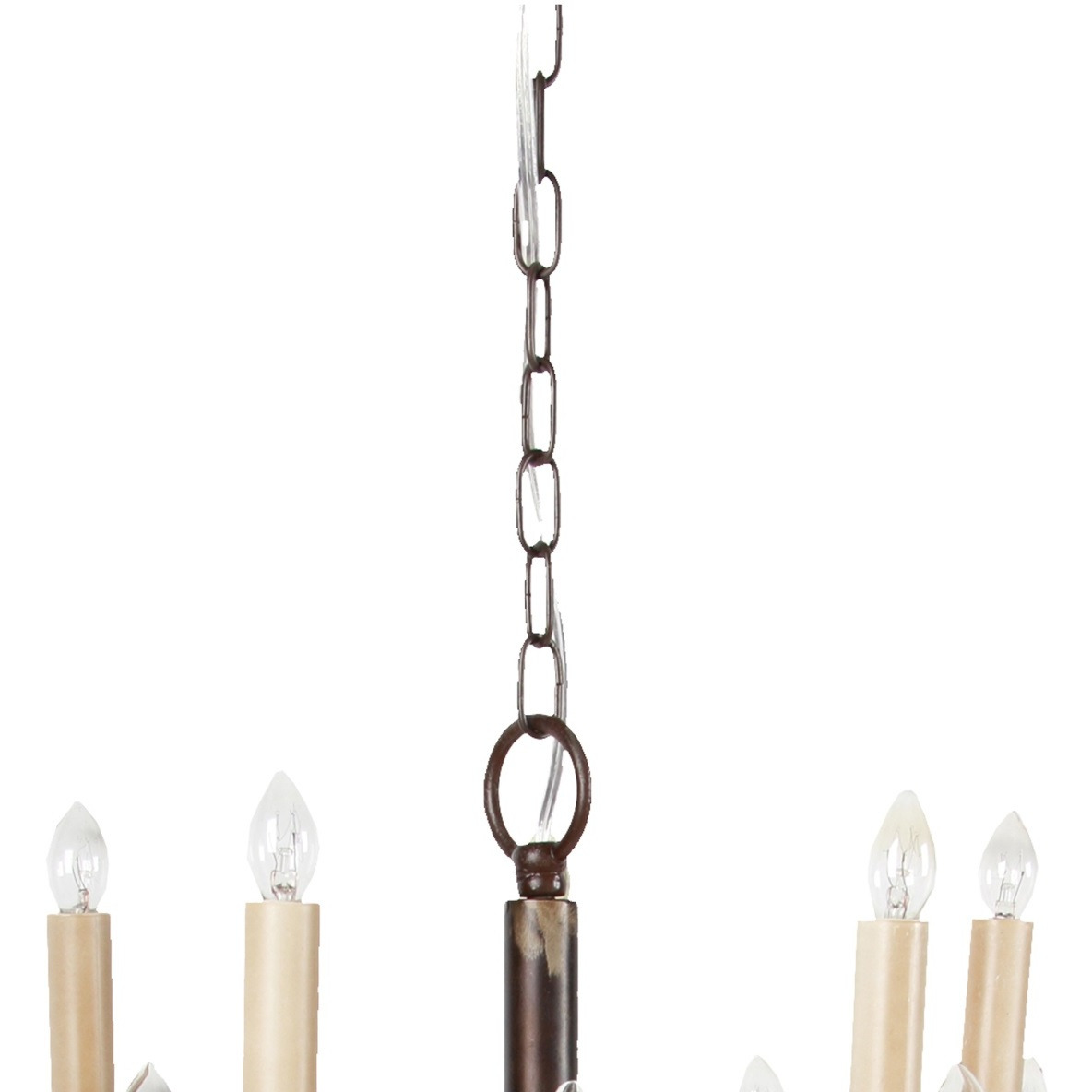 Traditional Decorative Metal Chandelier with Multiple Candles, Bronze and Cream