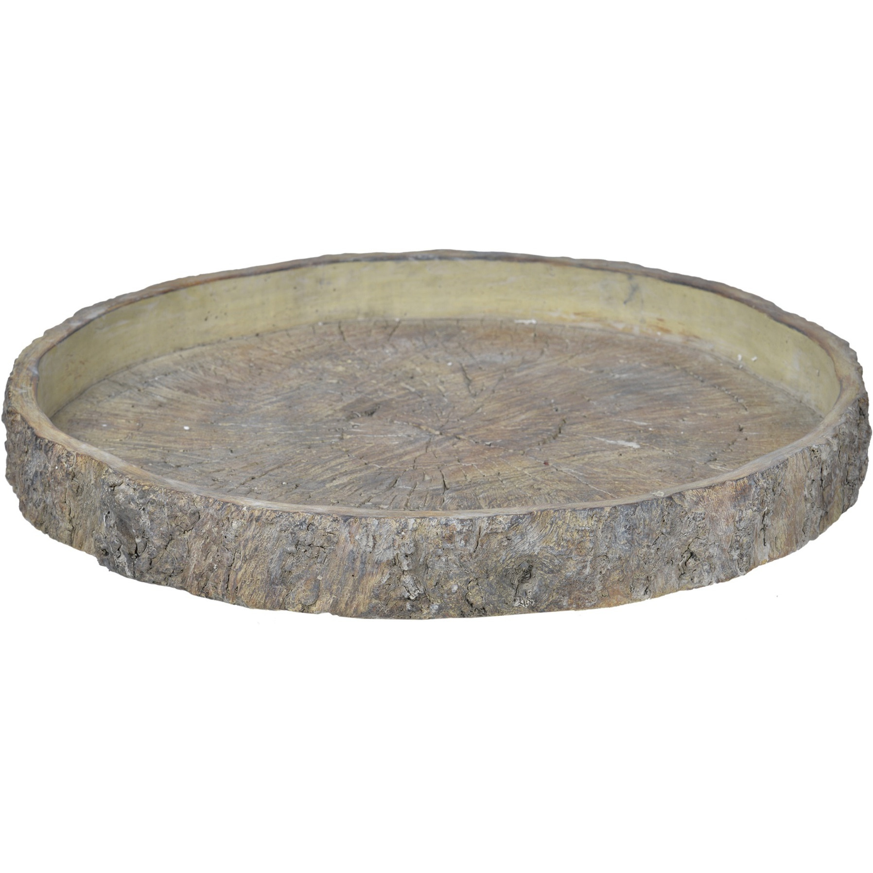 Decorative Cemented Log Plate with Distressed Details, Gray