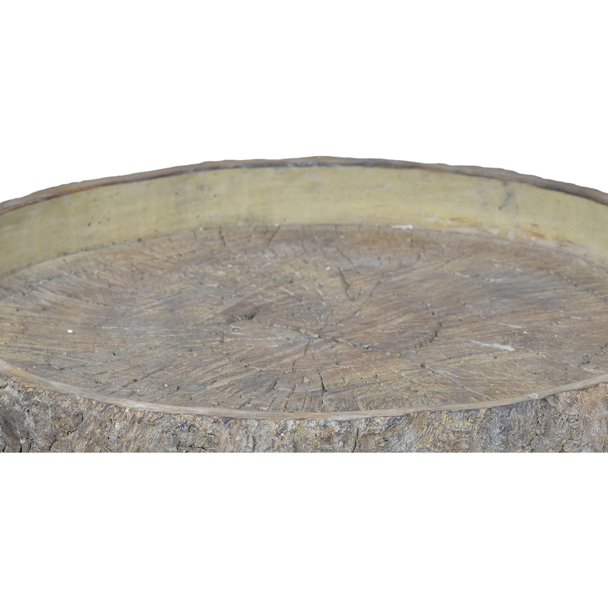 Decorative Cemented Log Plate with Distressed Details, Gray