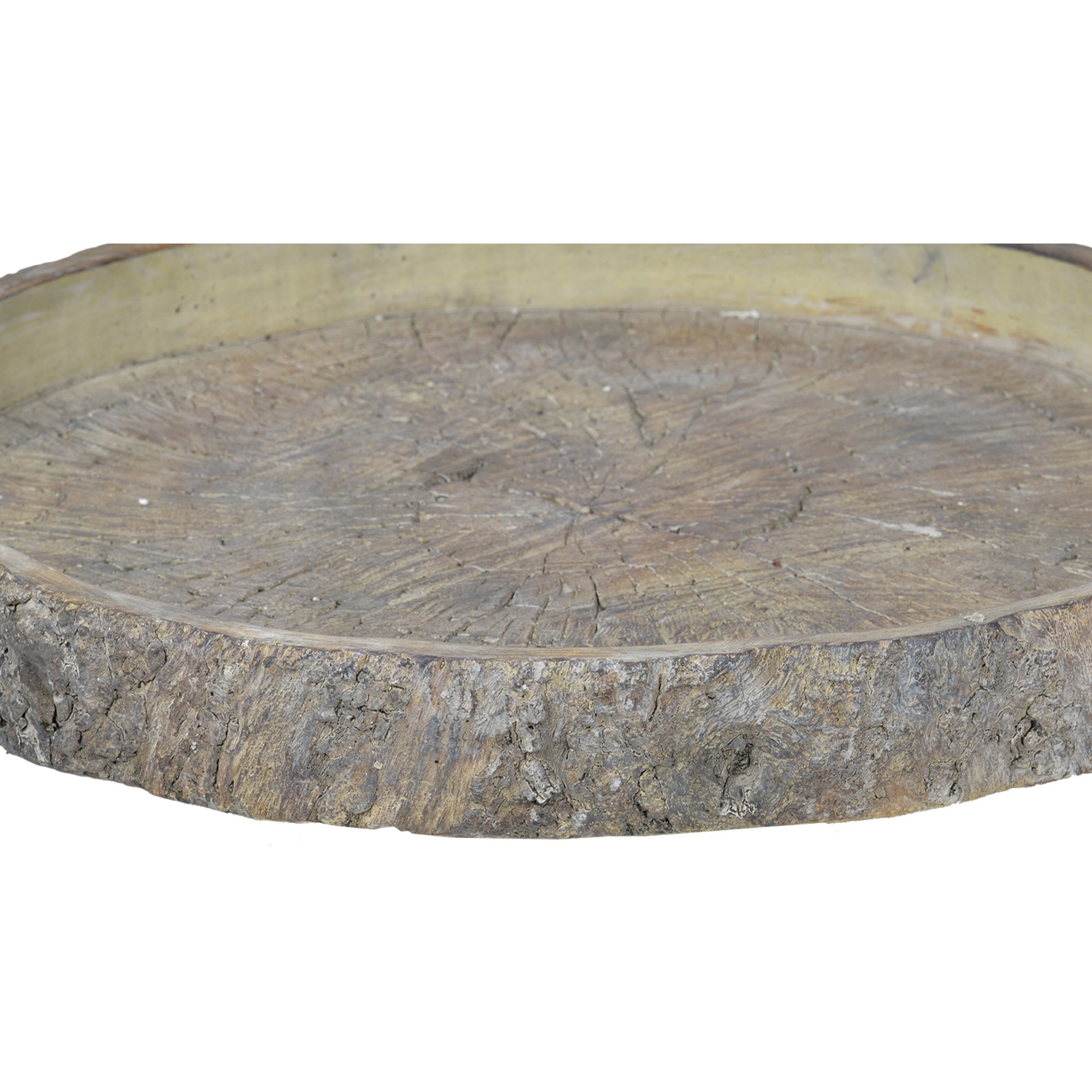 Decorative Cemented Log Plate with Distressed Details, Gray