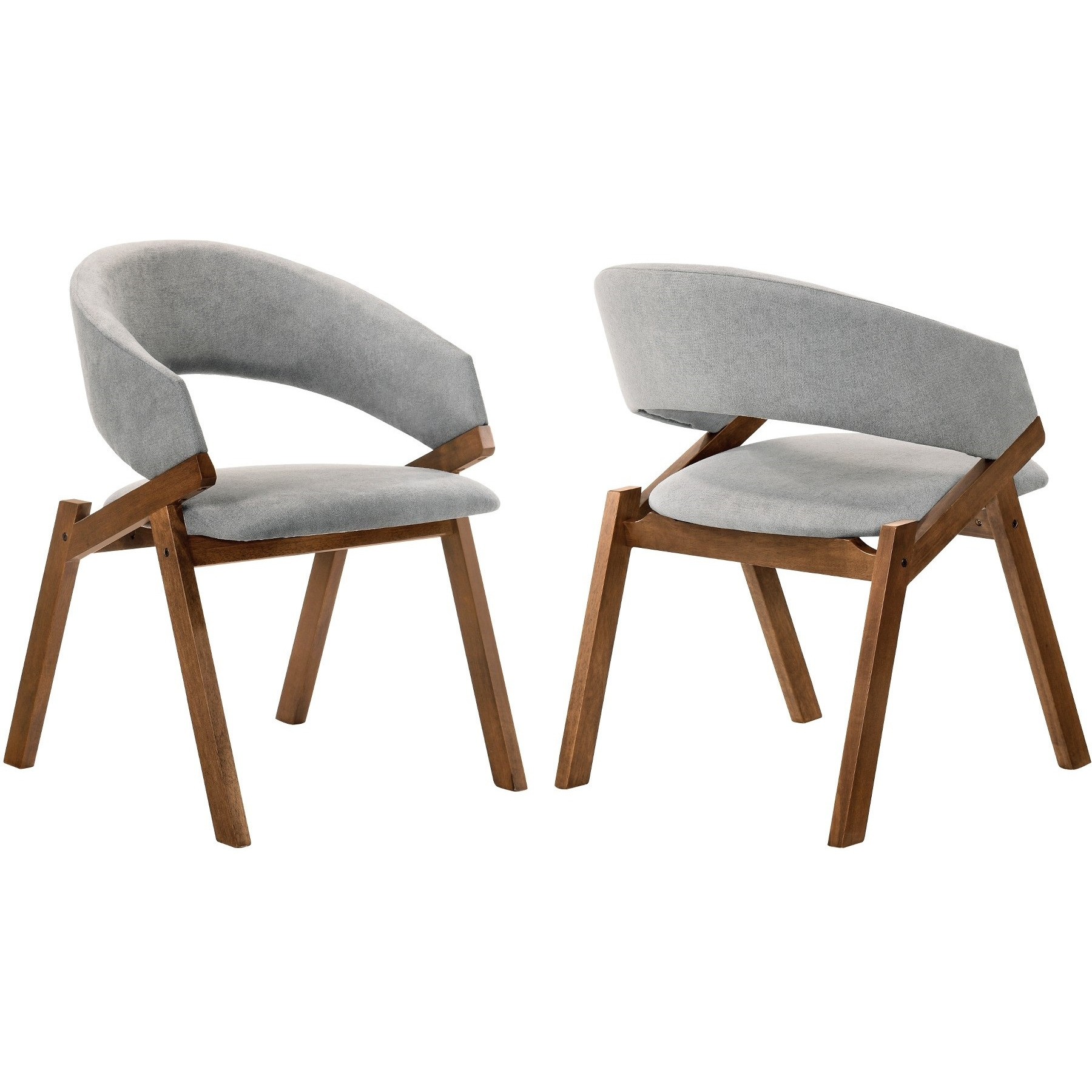 Talulah Gray Fabric and Walnut Veneer Dining Side Chairs - Set of 2