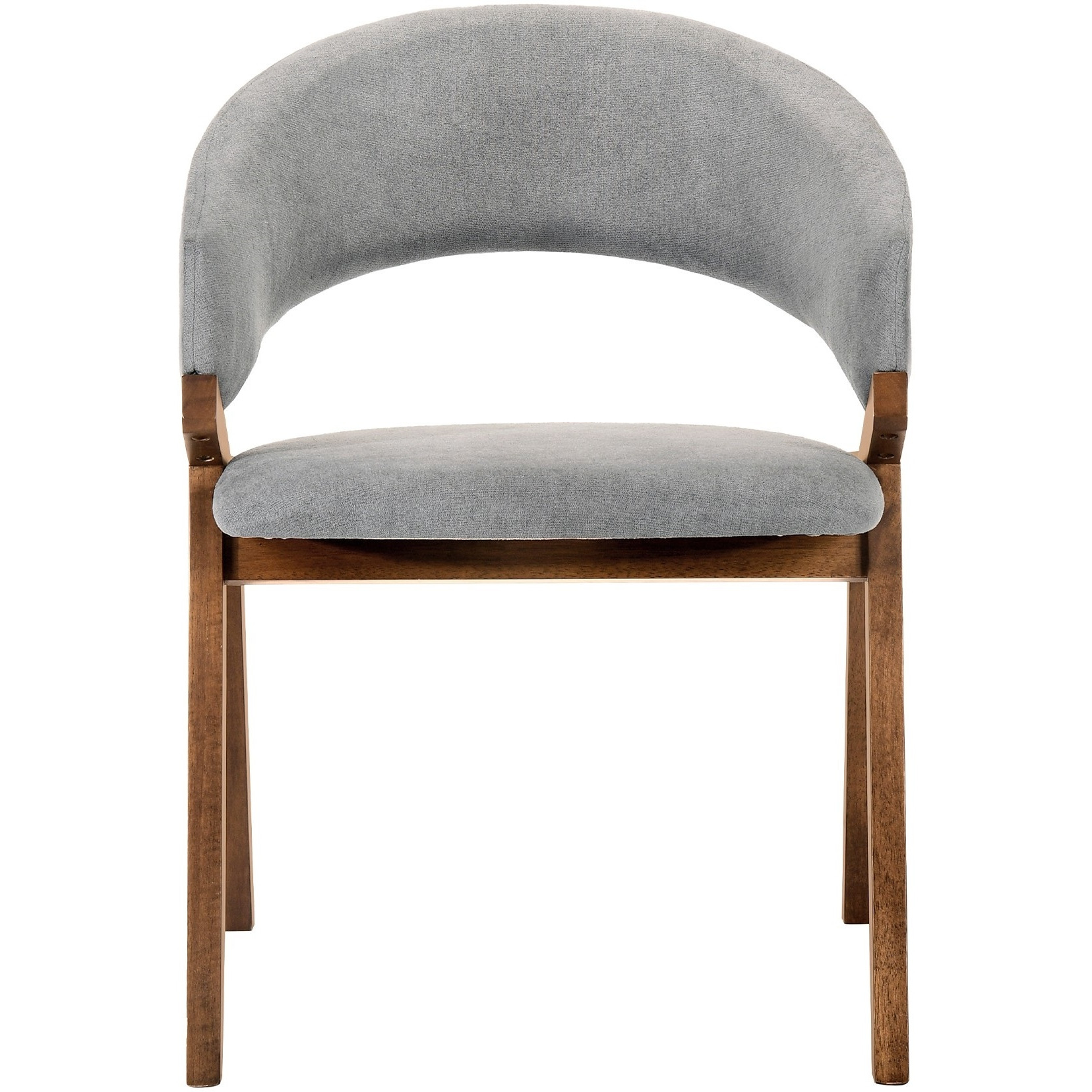 Talulah Gray Fabric and Walnut Veneer Dining Side Chairs - Set of 2
