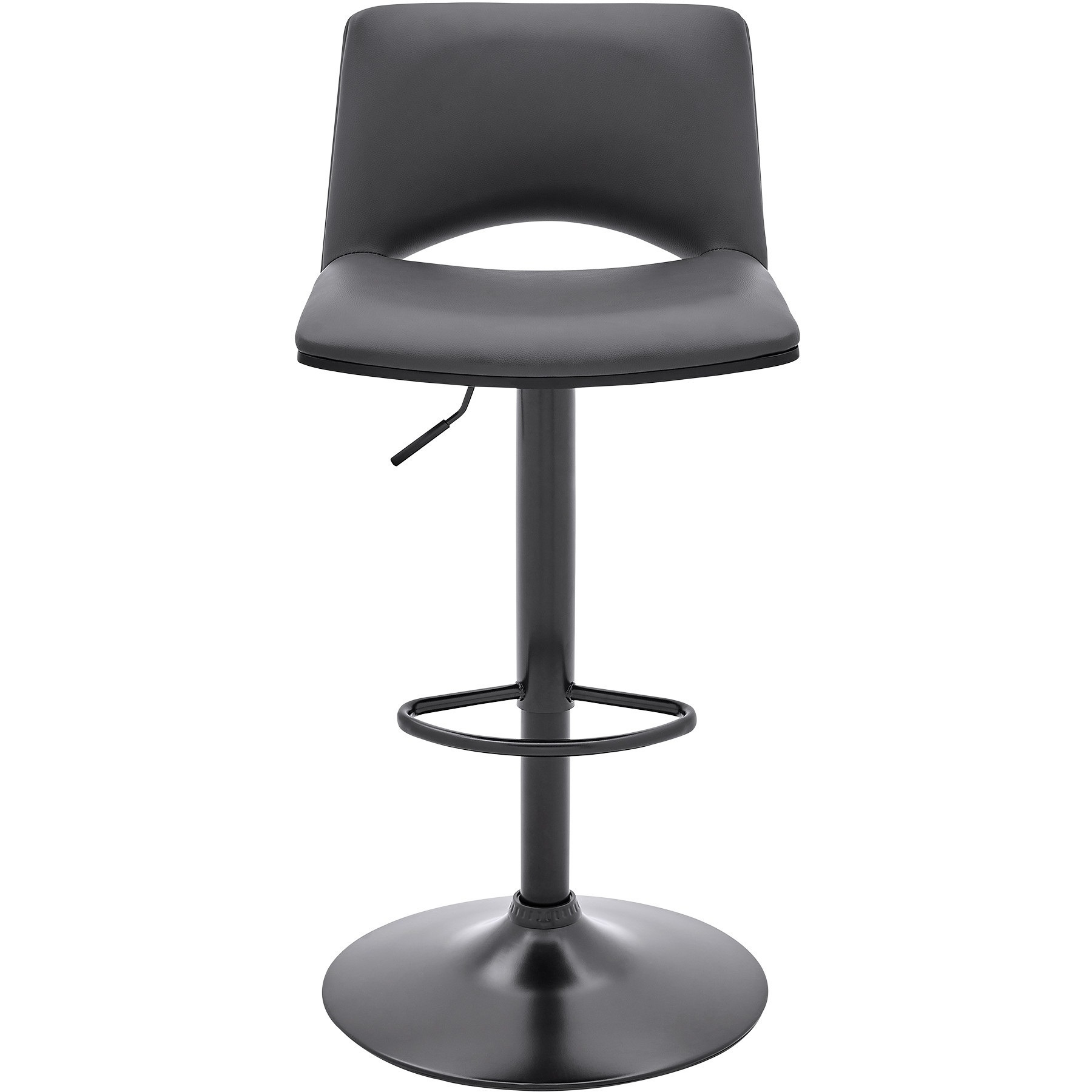 Thierry Adjustable Swivel Gray Faux Leather and Black Metal Bar Stool