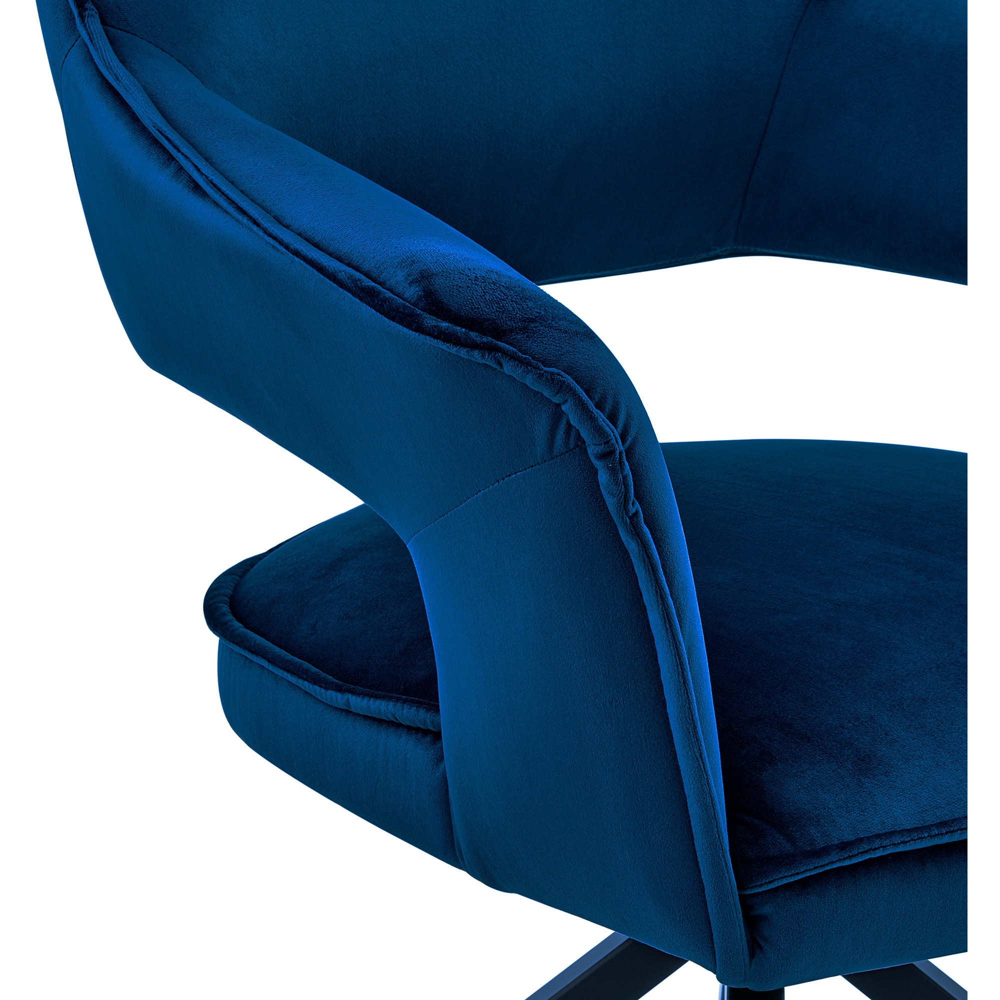 Velvet Upholstered Contemporary Accent Chair, Black and Blue