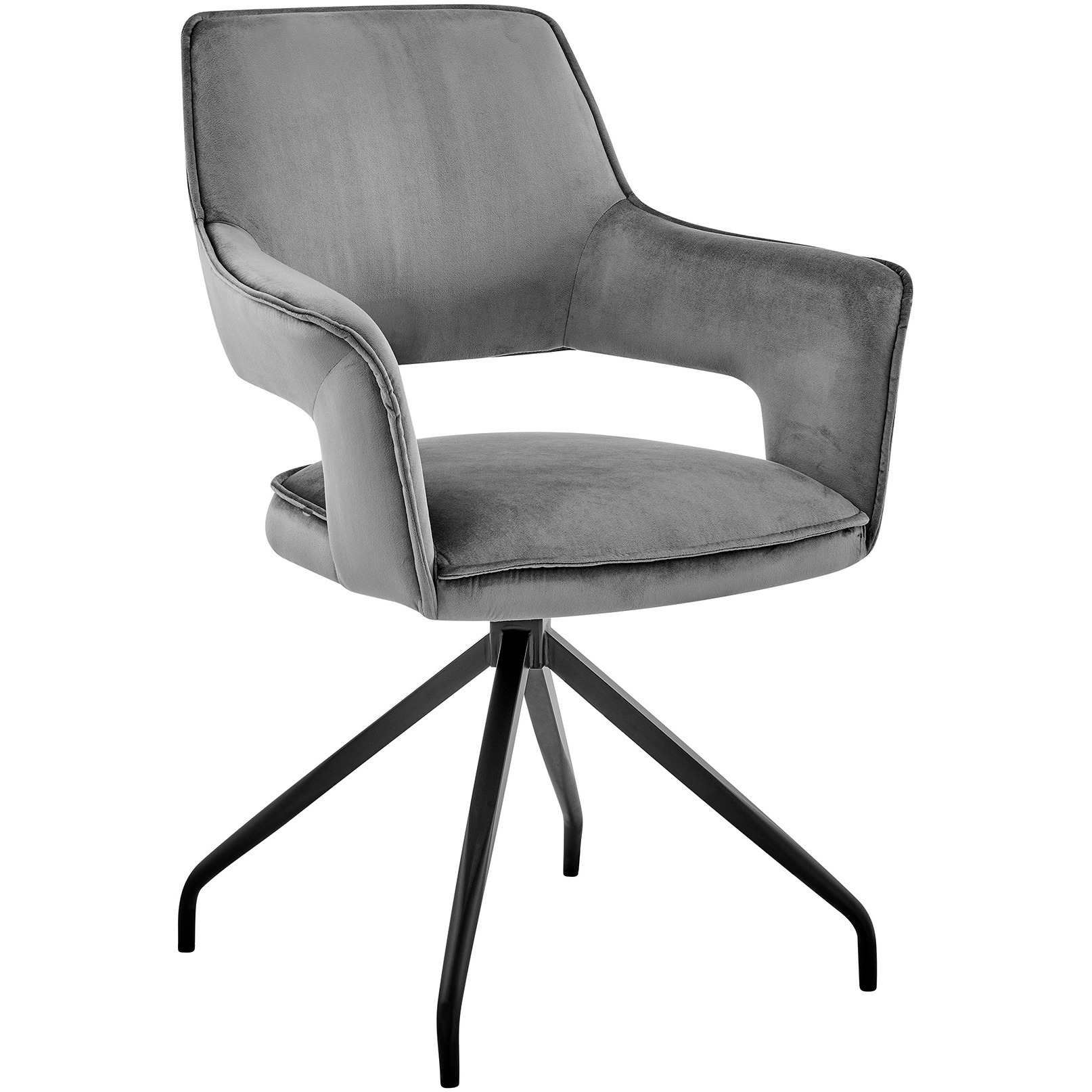 Velvet Upholstered Contemporary Accent Chair, Black and Gray